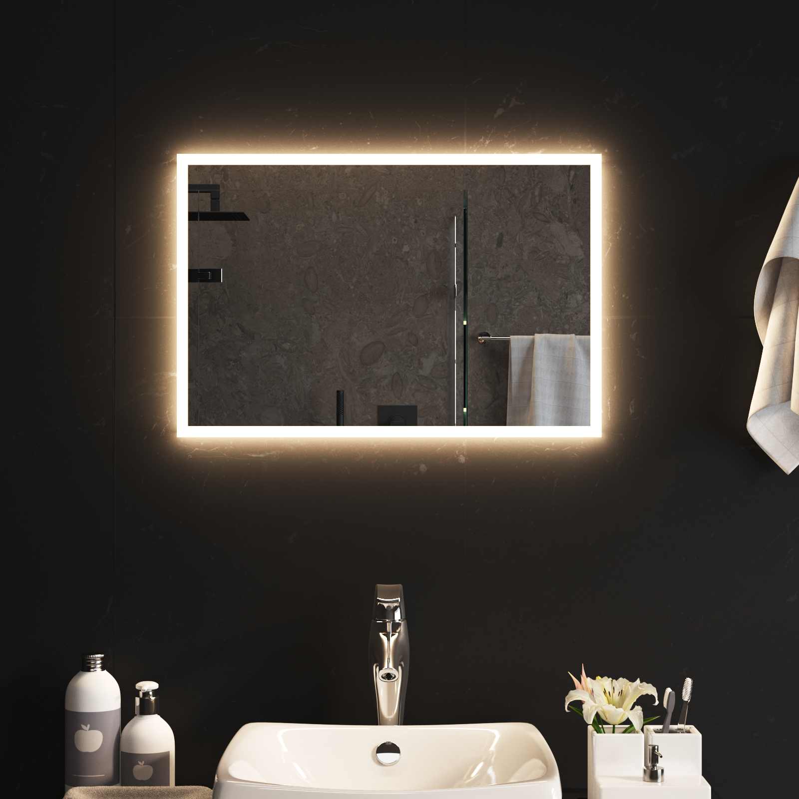 Καθρέφτης μπάνιου LED Διαφανές 60 x 40 cm σκληρυμένο γυαλί