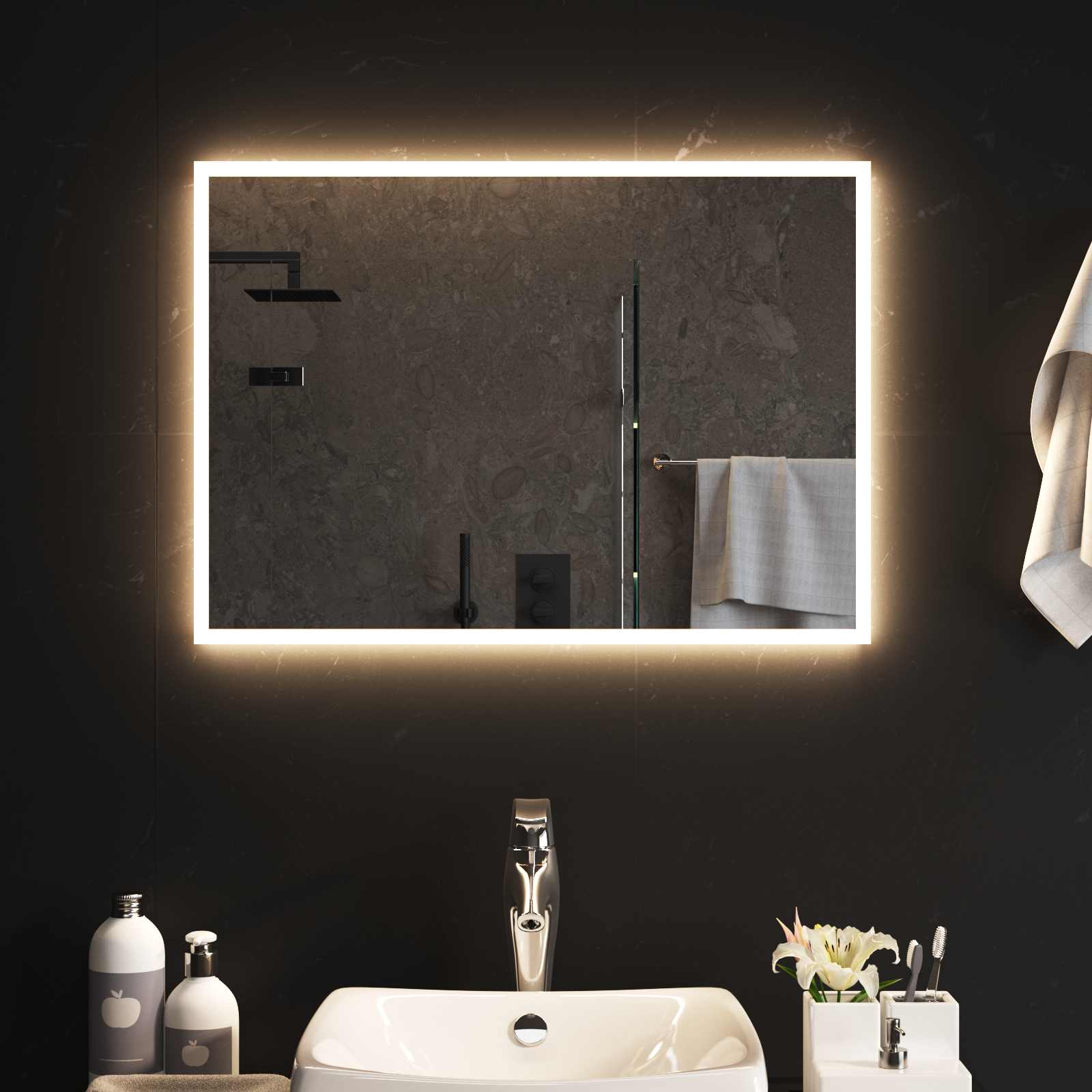 Καθρέφτης μπάνιου LED Διαφανές 70 x 50 cm σκληρυμένο γυαλί