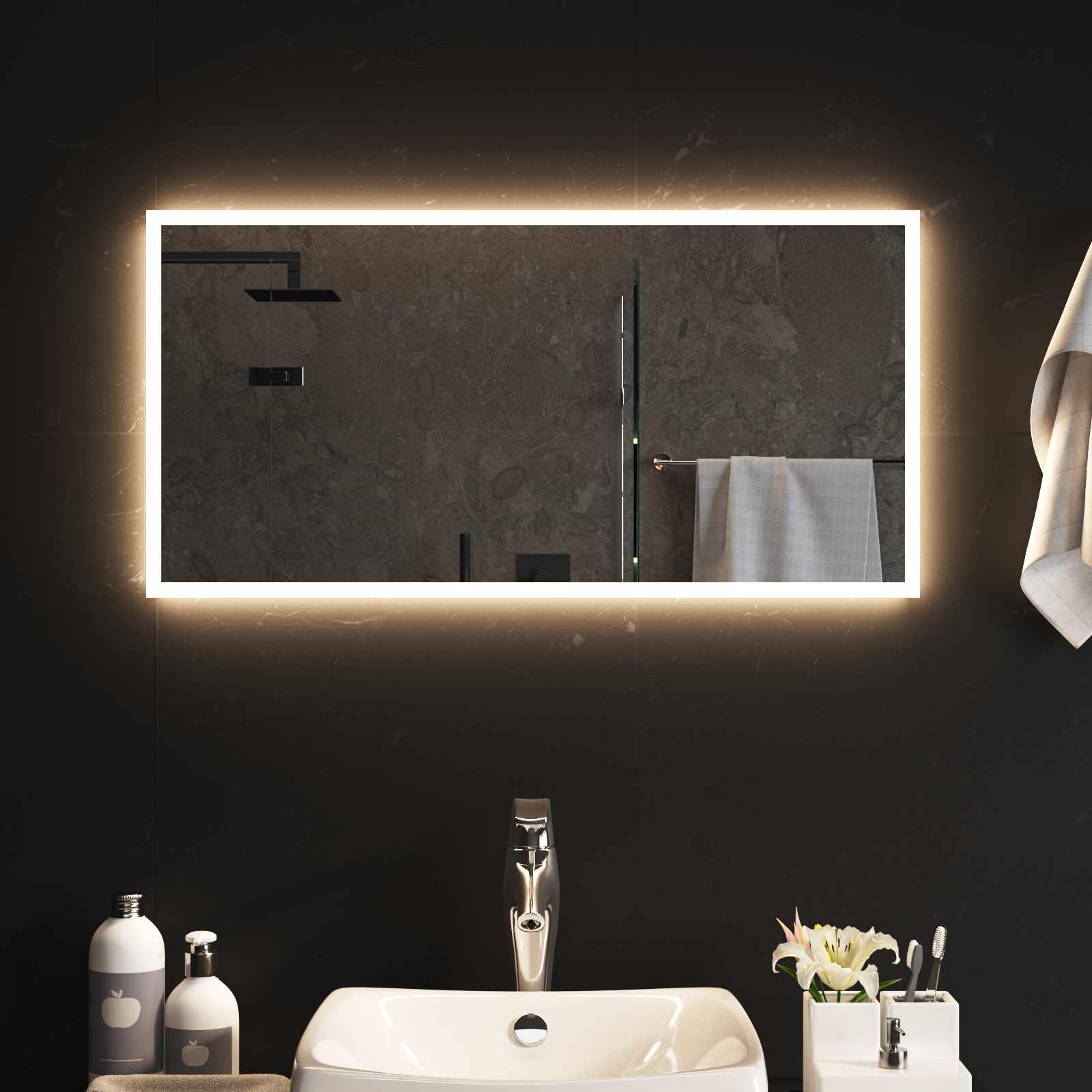 Καθρέφτης μπάνιου LED Διαφανές 80 x 40 cm σκληρυμένο γυαλί