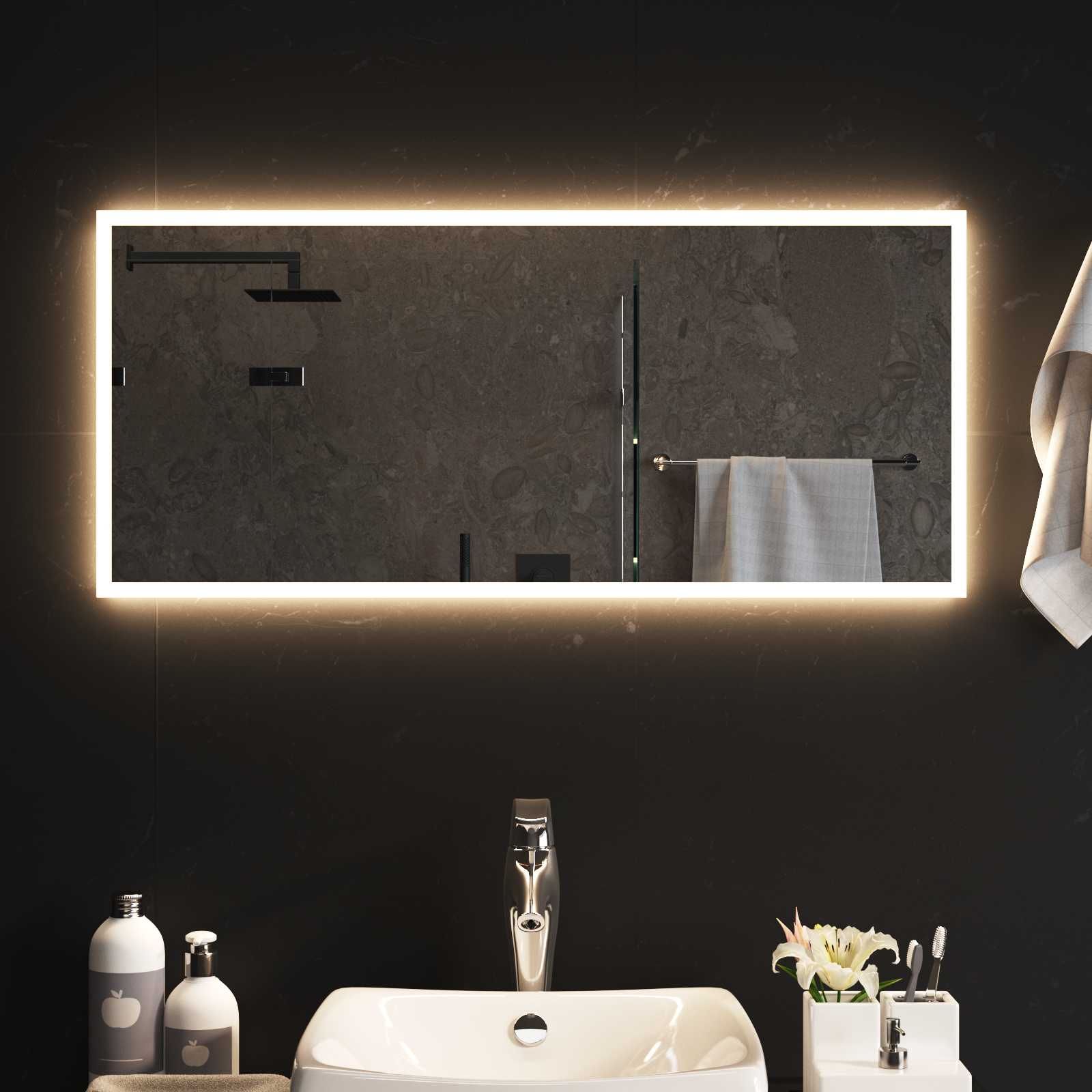 Καθρέφτης μπάνιου LED Διαφανές 90 x 40 cm σκληρυμένο γυαλί