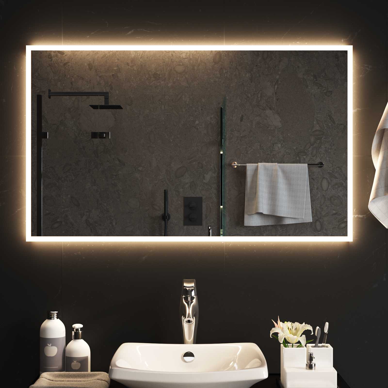 Καθρέφτης μπάνιου LED Διαφανές 100 x 60 cm σκληρυμένο γυαλί