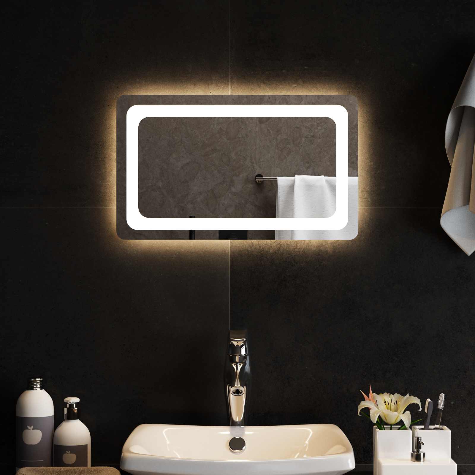 Καθρέφτης μπάνιου LED Διαφανές 50 x 30 cm σκληρυμένο γυαλί