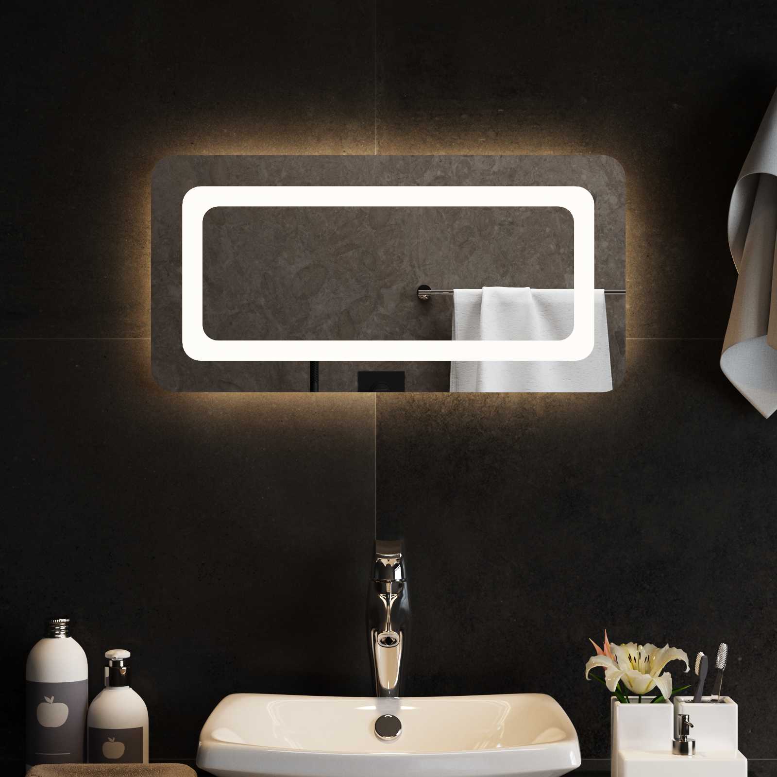 Καθρέφτης μπάνιου LED Διαφανές 60 x 30 cm σκληρυμένο γυαλί