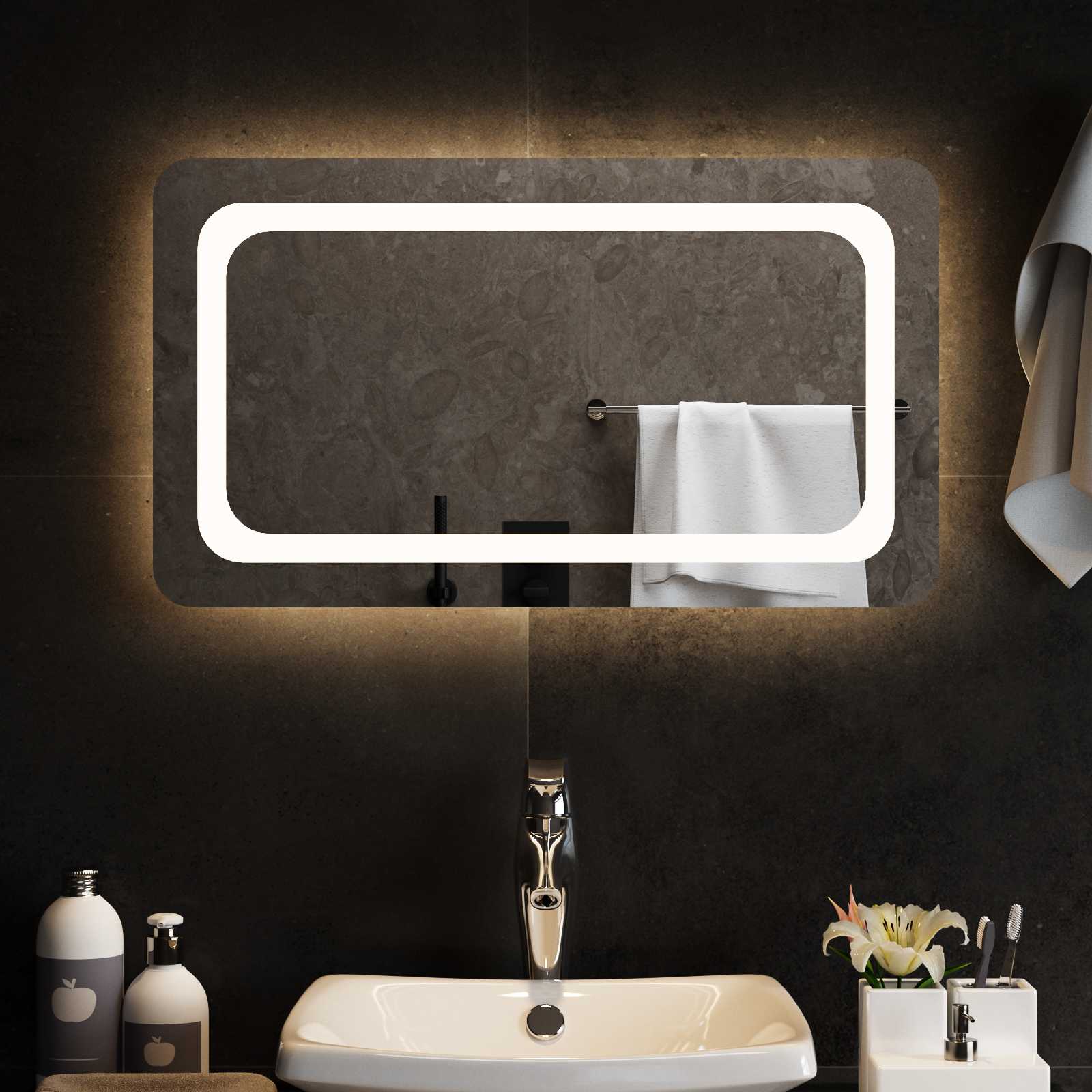 Καθρέφτης μπάνιου LED Διαφανές 70 x 40 cm σκληρυμένο γυαλί - Pakobazaar