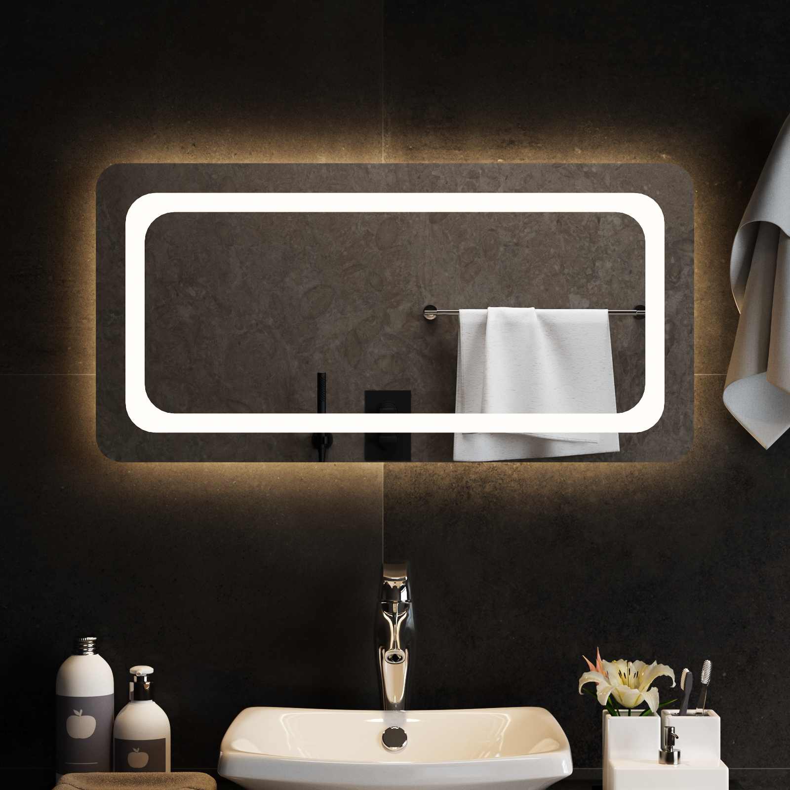 Καθρέφτης μπάνιου LED Διαφανές 80 x 40 cm σκληρυμένο γυαλί - Pakobazaar