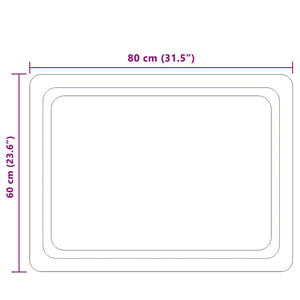 Καθρέφτης μπάνιου LED Διαφανές 80 x 60 cm σκληρυμένο γυαλί - Pakobazaar