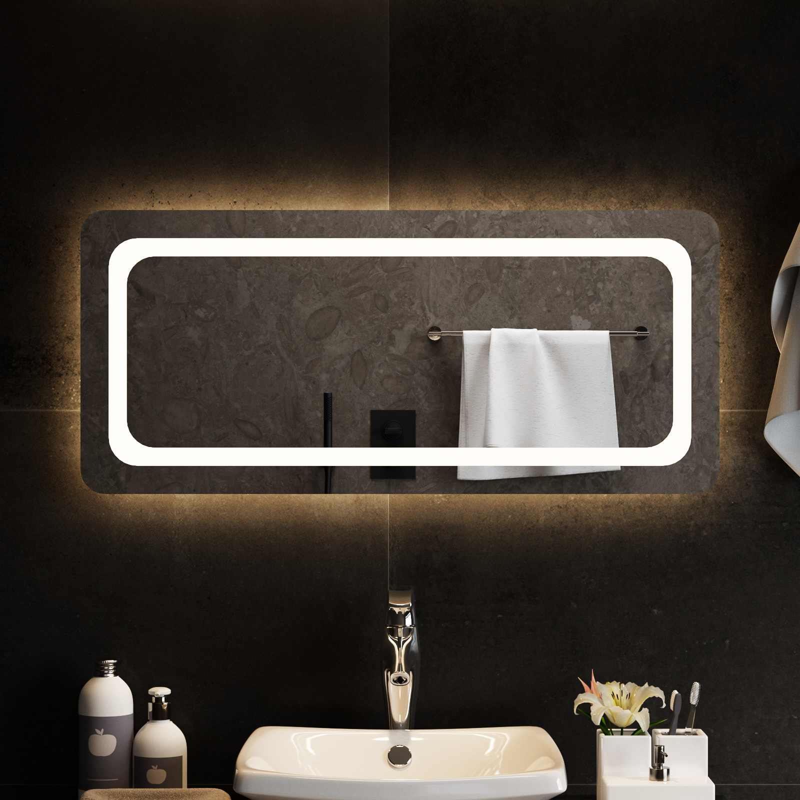 Καθρέφτης μπάνιου LED Διαφανές 90 x 40 cm σκληρυμένο γυαλί - Pakobazaar