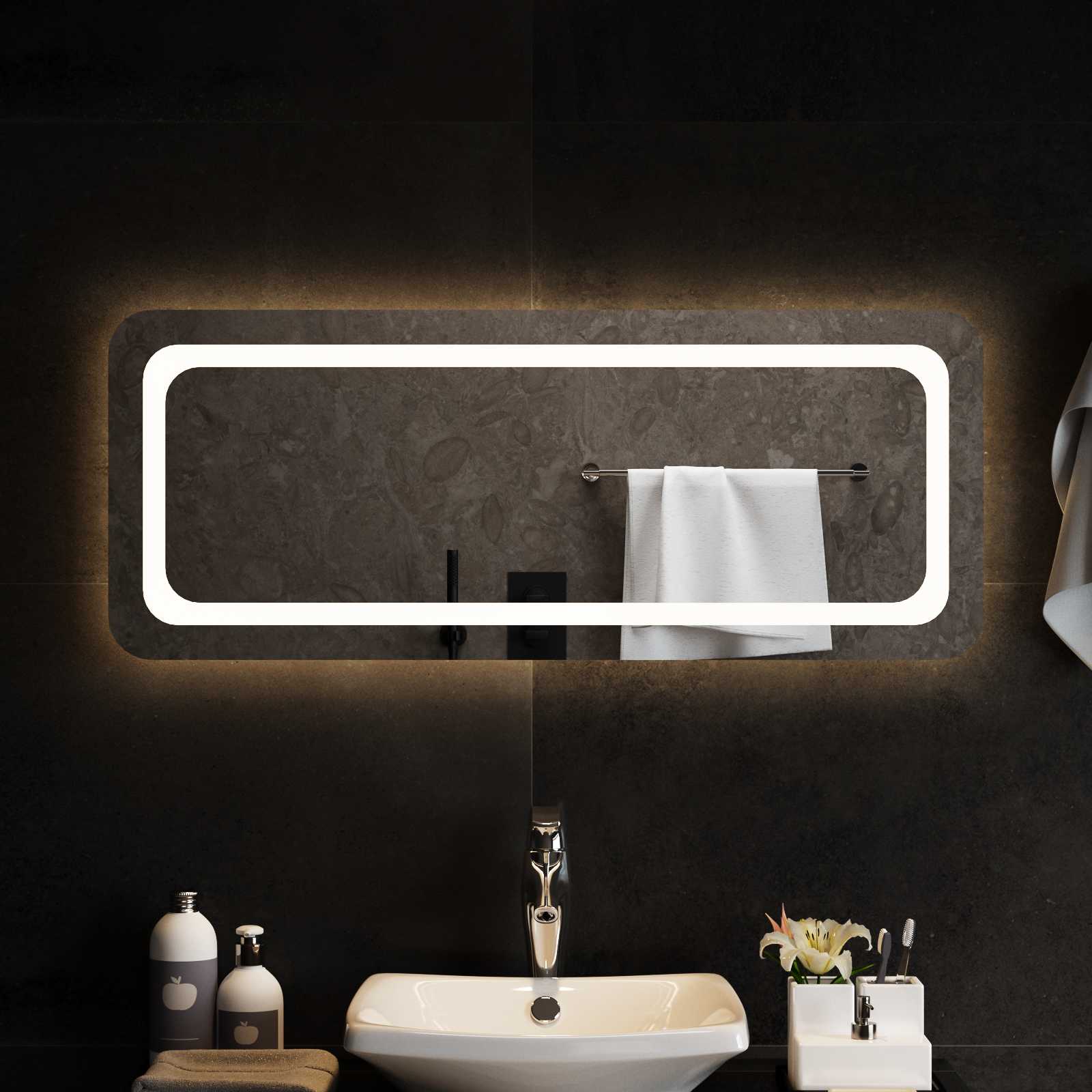 Καθρέφτης μπάνιου LED Διαφανές 100 x 40 cm σκληρυμένο γυαλί - Pakobazaar
