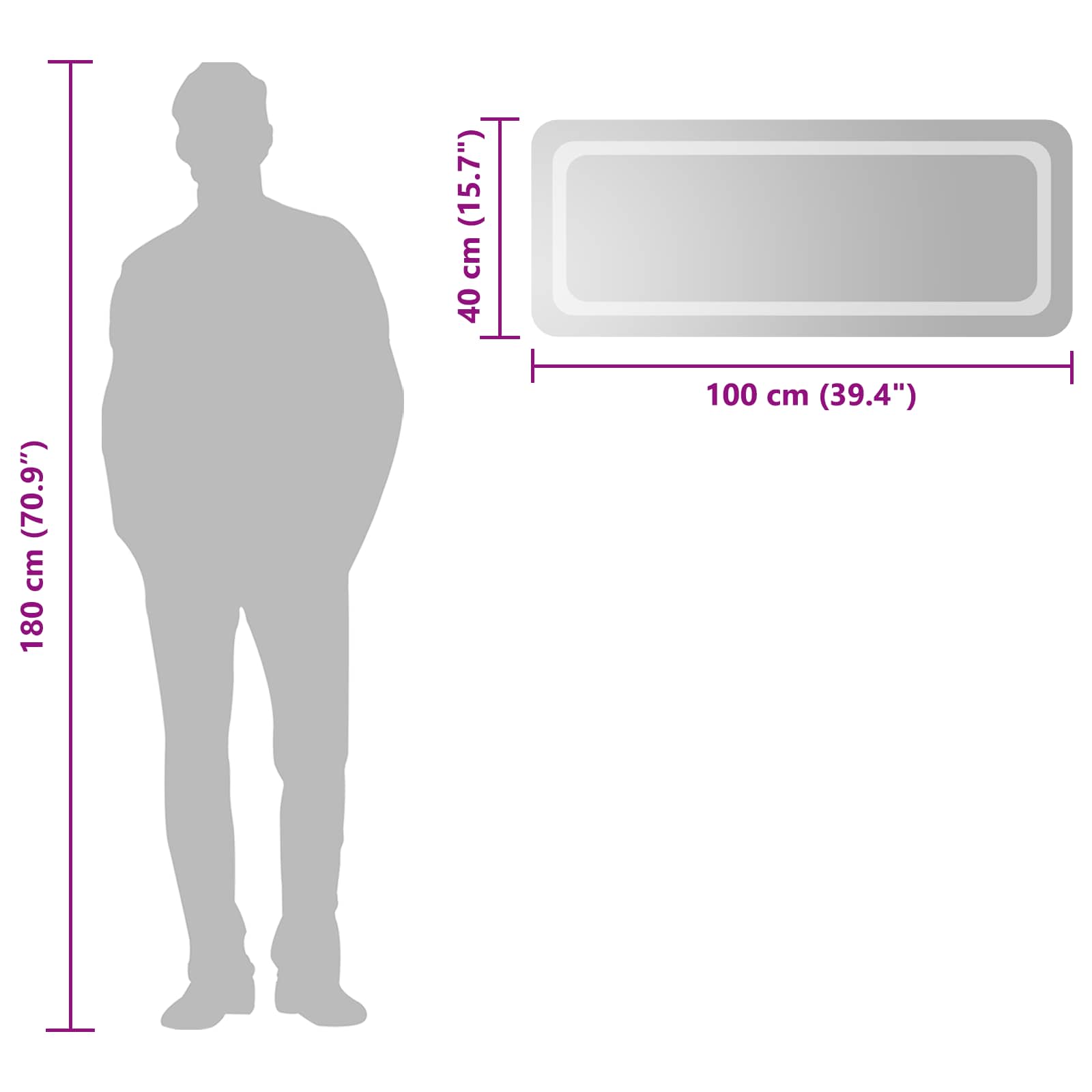 Καθρέφτης μπάνιου LED Διαφανές 100 x 40 cm σκληρυμένο γυαλί - Pakobazaar