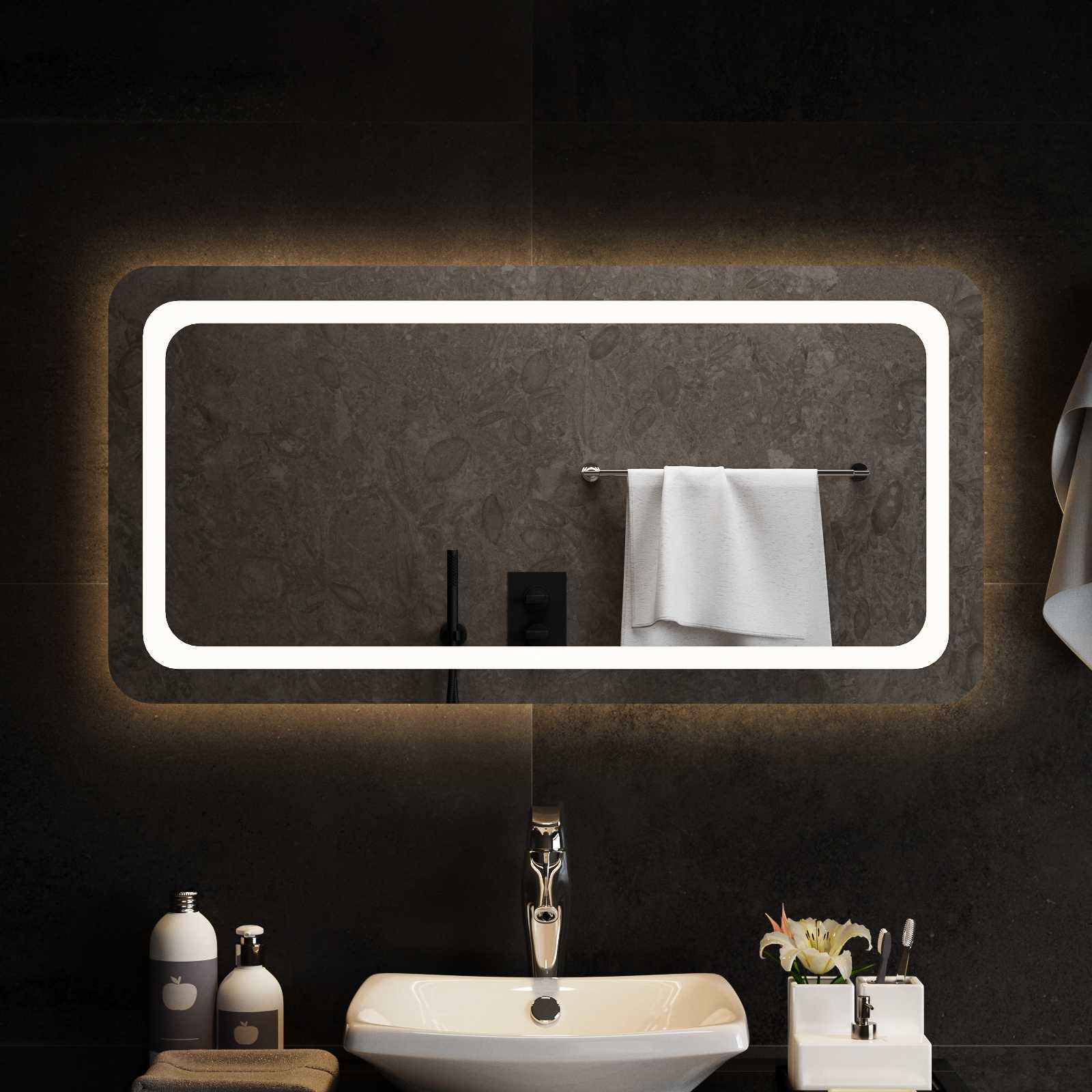 Καθρέφτης μπάνιου LED Διαφανές 100 x 50 cm σκληρυμένο γυαλί