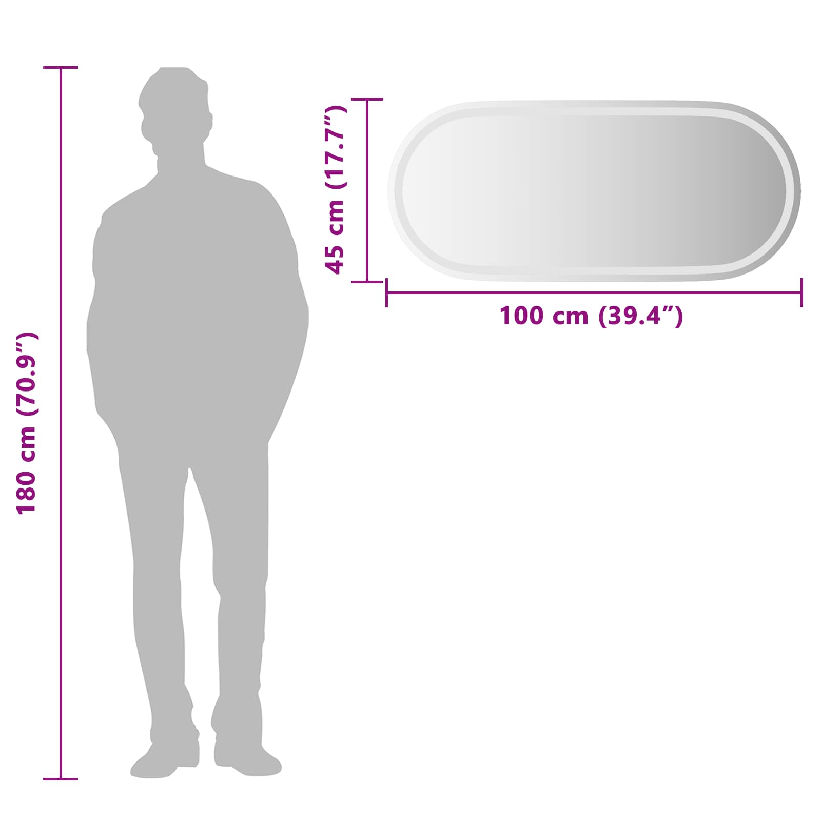 Καθρέφτης μπάνιου LED Διαφανές 100 x 45 cm σκληρυμένο γυαλί