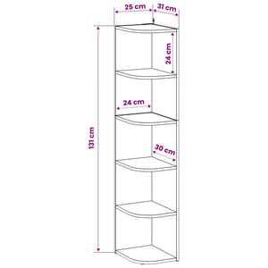 Γωνιακό ράφι 5 επίπεδα 25 x 31 x 131 εκ. Επεξεργασμένο Ξύλο - Pakobazaar