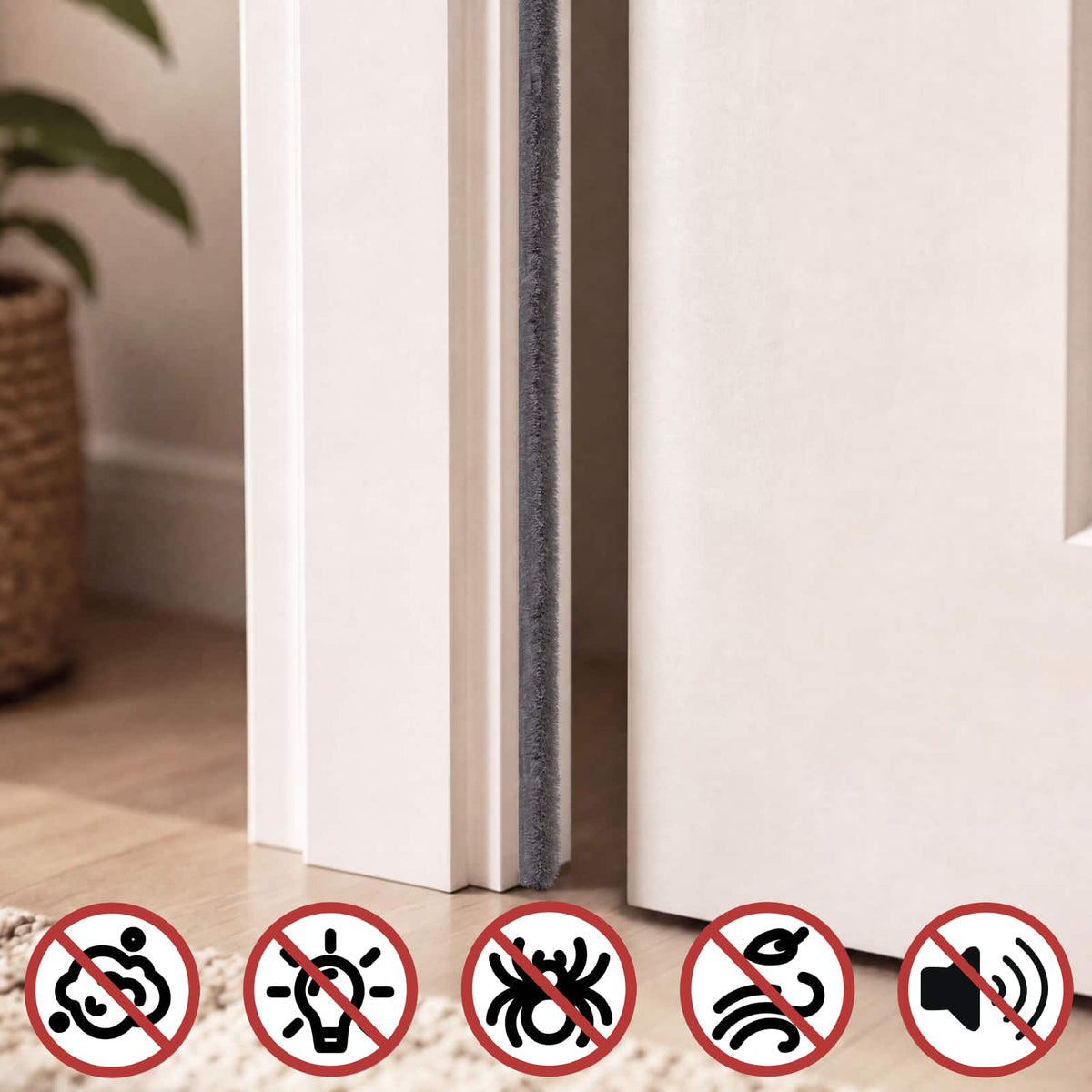 Αυτοκόλλητο βουρτσάκι στεγάνωσης πόρτας 10 m PP Γκρι