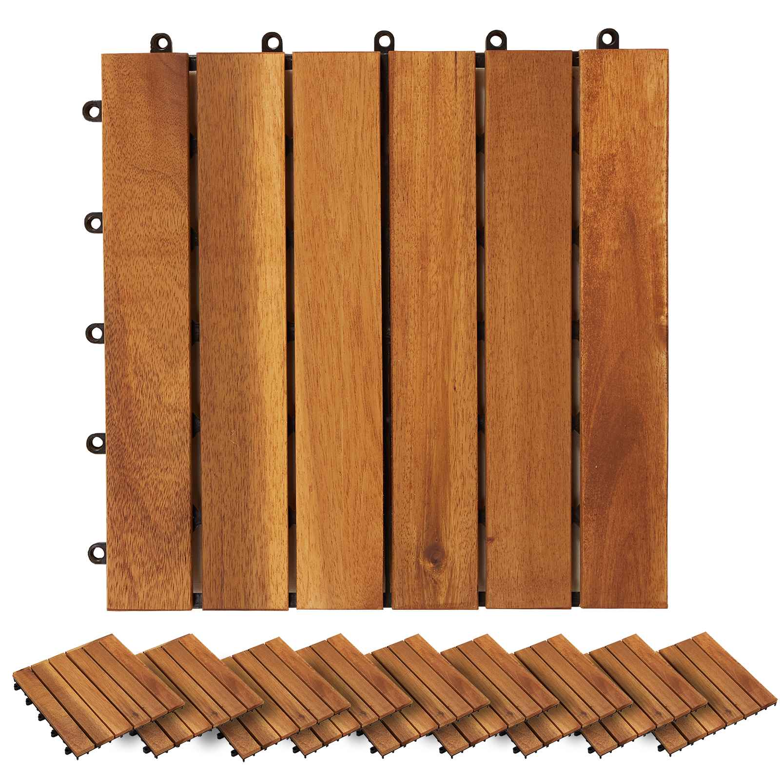 Πλάκα Κατασκευής 30 pcs Καφέ 30 x 30 cm Ξύλο Ακακίας - Pakobazaar