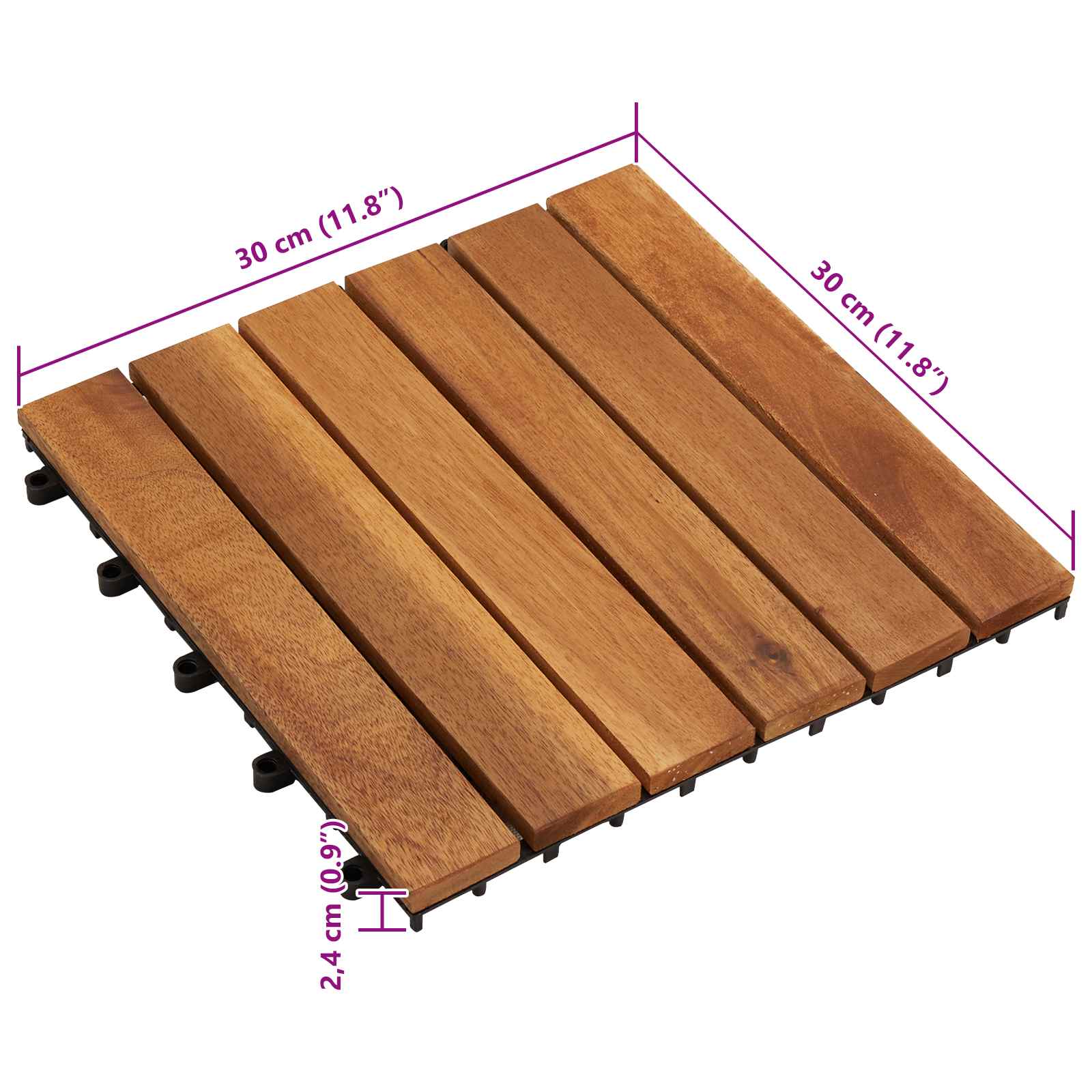 Πλάκα Κατασκευής 30 pcs Καφέ 30 x 30 cm Ξύλο Ακακίας - Pakobazaar