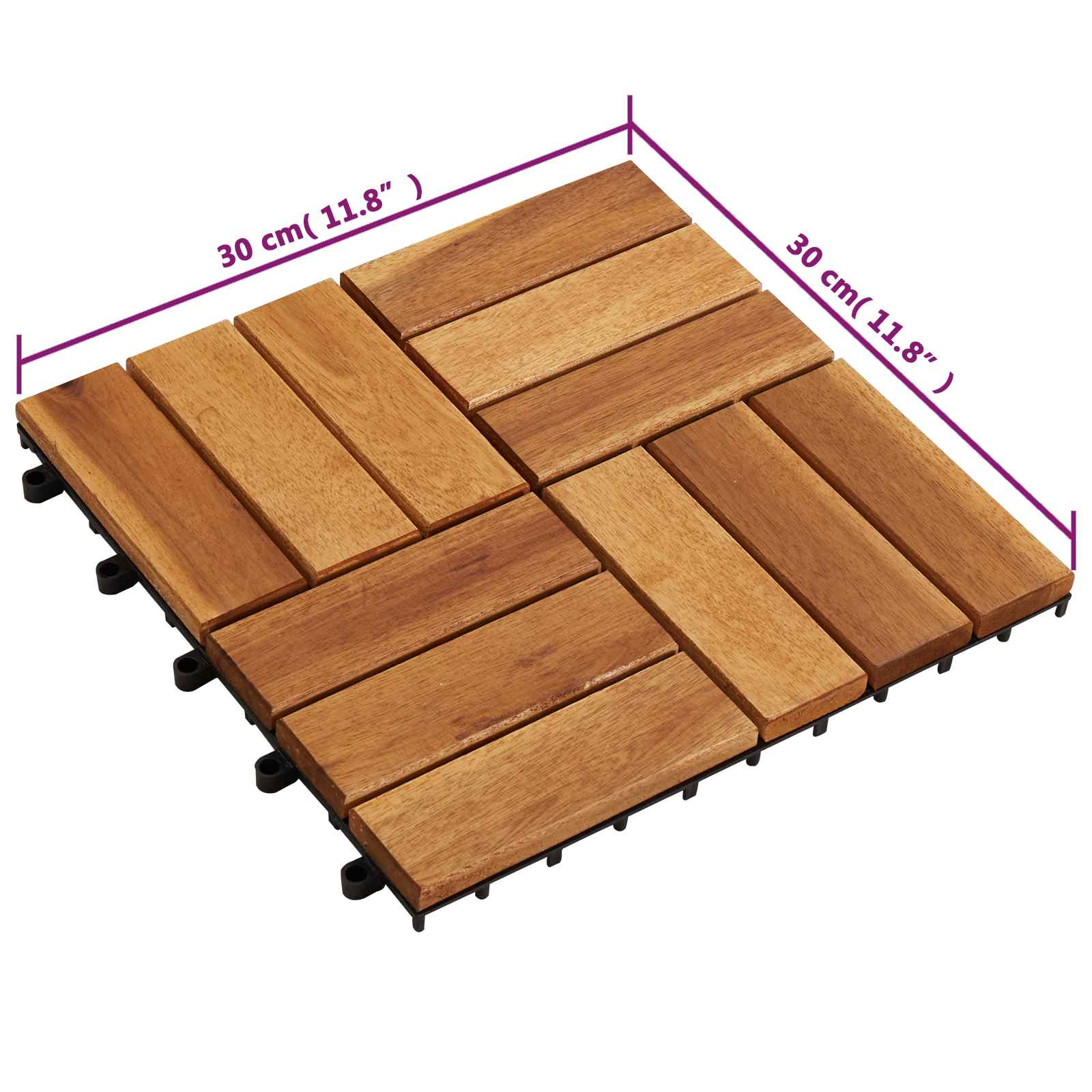 Πλάκα Κατασκευής 20 pcs Καφέ 30 x 30 cm Ξύλο Ακακίας - Pakobazaar
