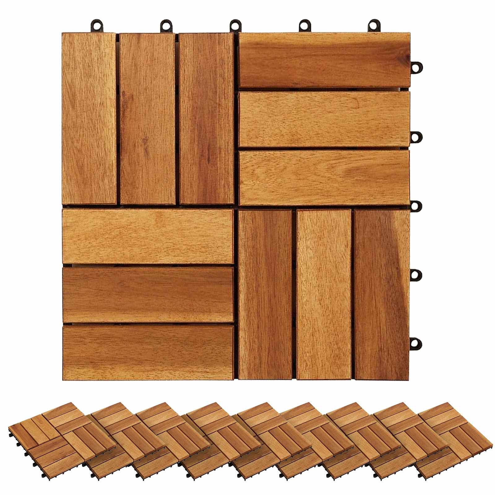 Πλάκα Κατασκευής 30 pcs Καφέ 30 x 30 cm Ξύλο Ακακίας - Pakobazaar