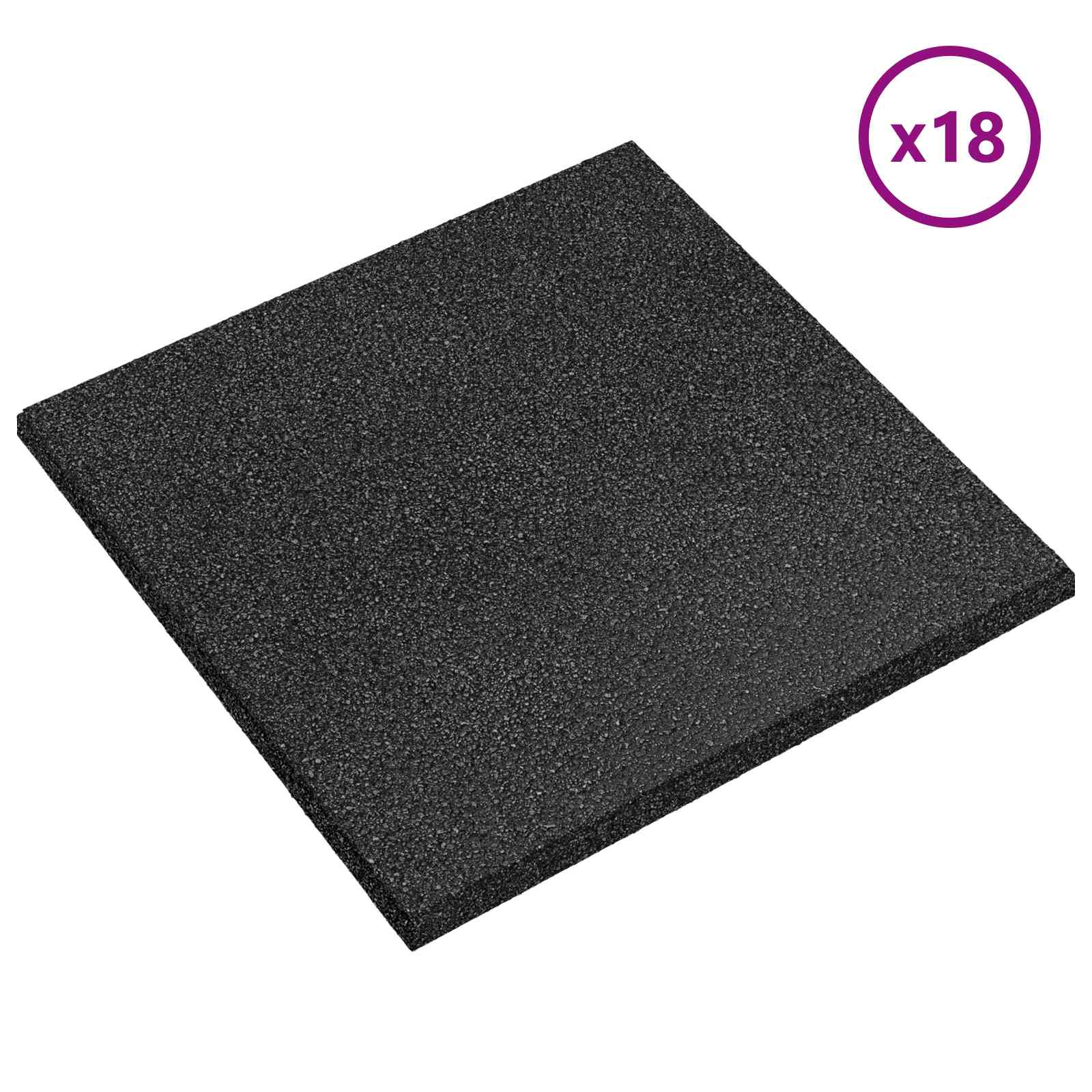 Πλακάκια Προστασίας από Πτώσεις 18 pcs Μαύρο 50 x 50 cm Λάστιχο - Pakobazaar