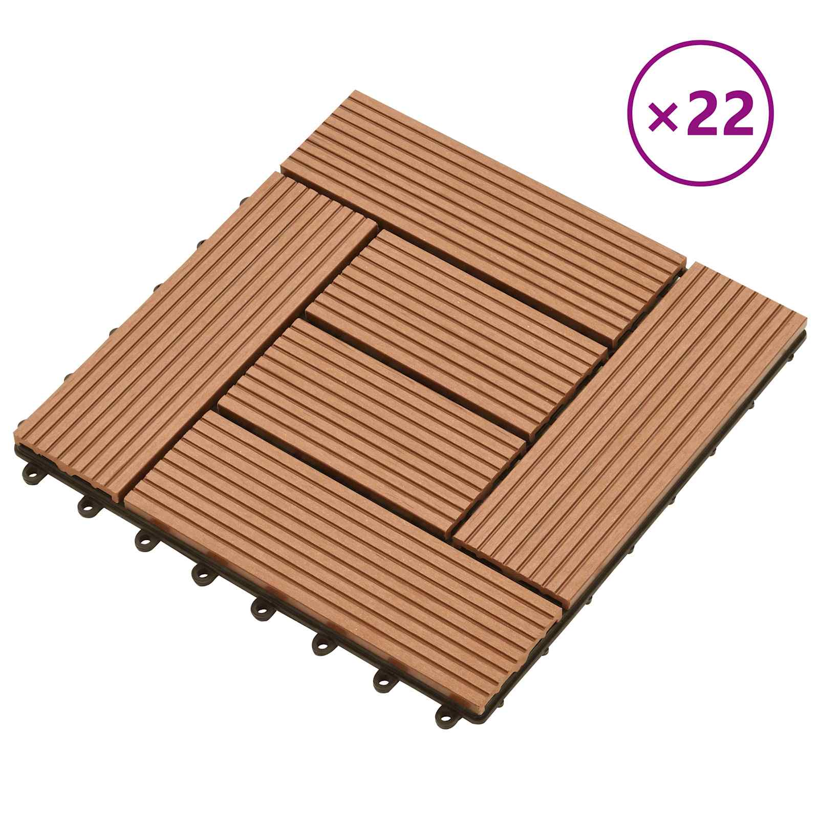 Πλάκα Κατασκευής 22 pcs Καφέ 30 x 30 cm WPC - Pakobazaar