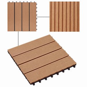 Πλάκα Κατασκευής 22 pcs Ξύλο teak 30 x 30 cm WPC - Pakobazaar