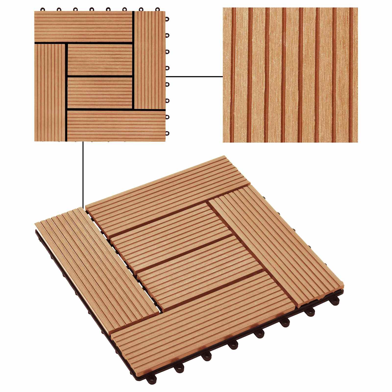 Πλάκα Κατασκευής 22 pcs Ξύλο teak 30 x 30 cm WPC - Pakobazaar