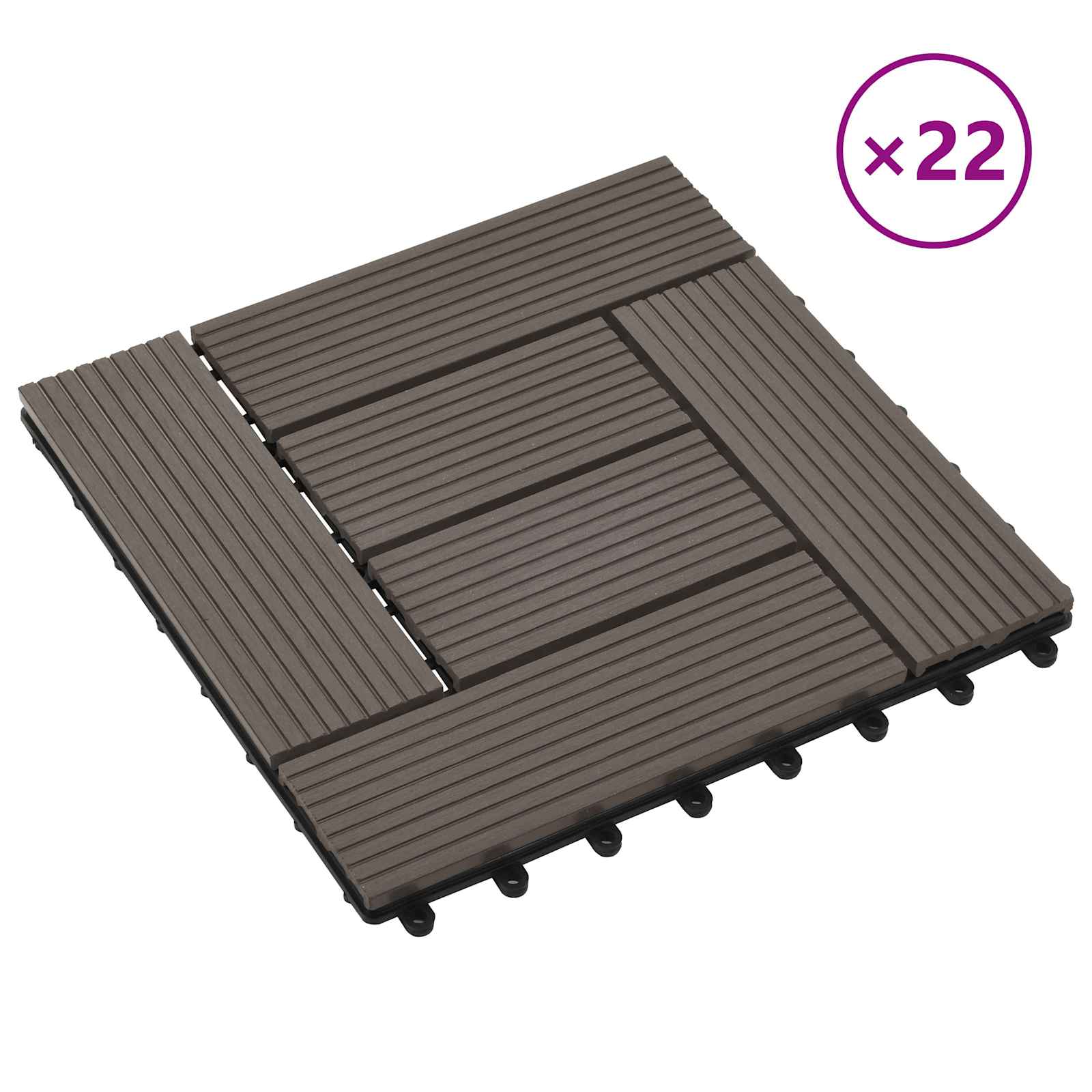 Πλάκα Κατασκευής 22 pcs Σκούρο Καφέ 30 x 30 cm WPC - Pakobazaar