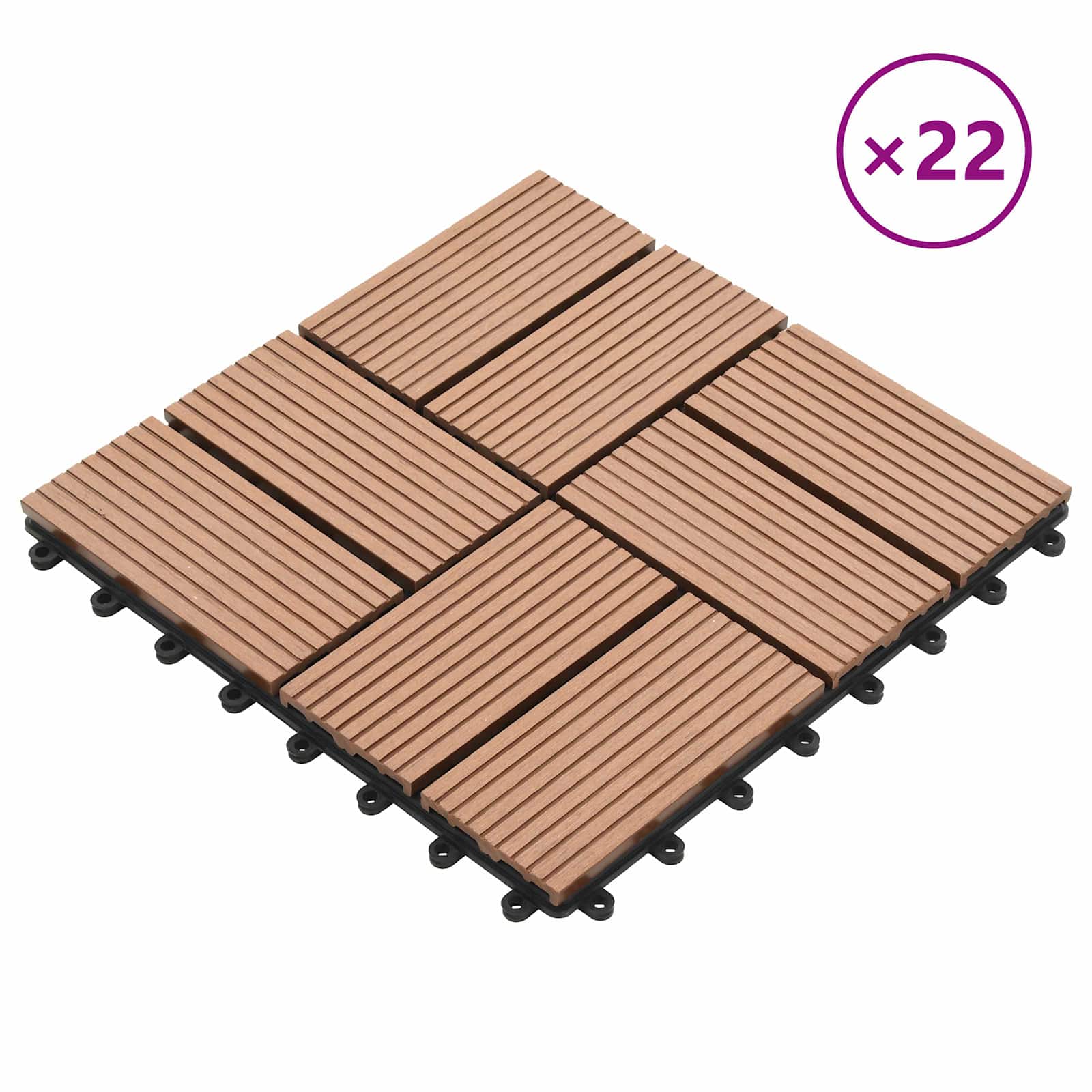 Πλάκα Κατασκευής 22 pcs Καφέ 30 x 30 cm WPC - Pakobazaar