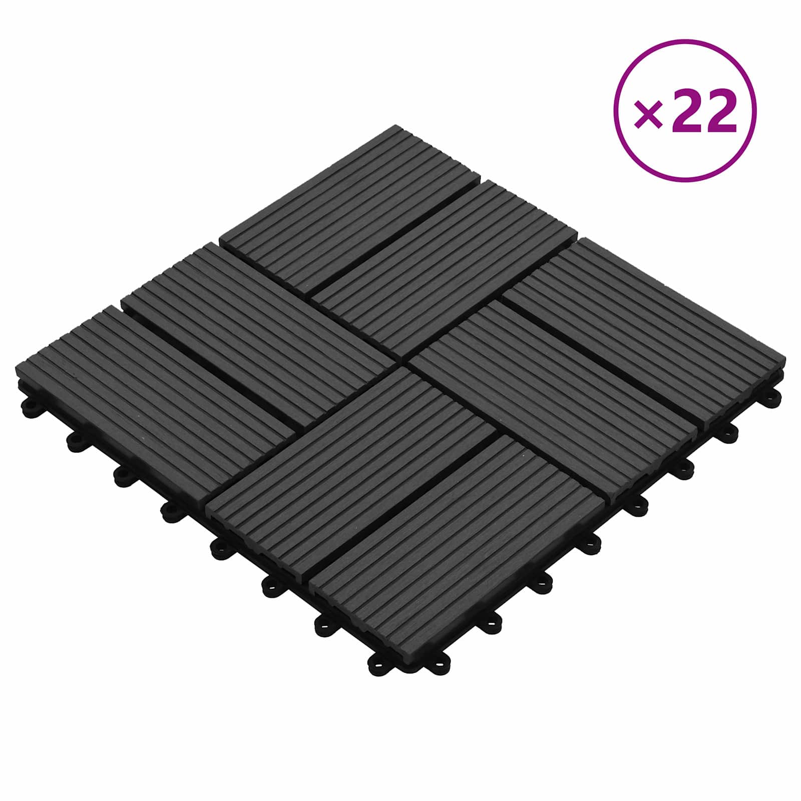 Πλάκα Κατασκευής 22 pcs Μαύρο 30 x 30 cm WPC - Pakobazaar