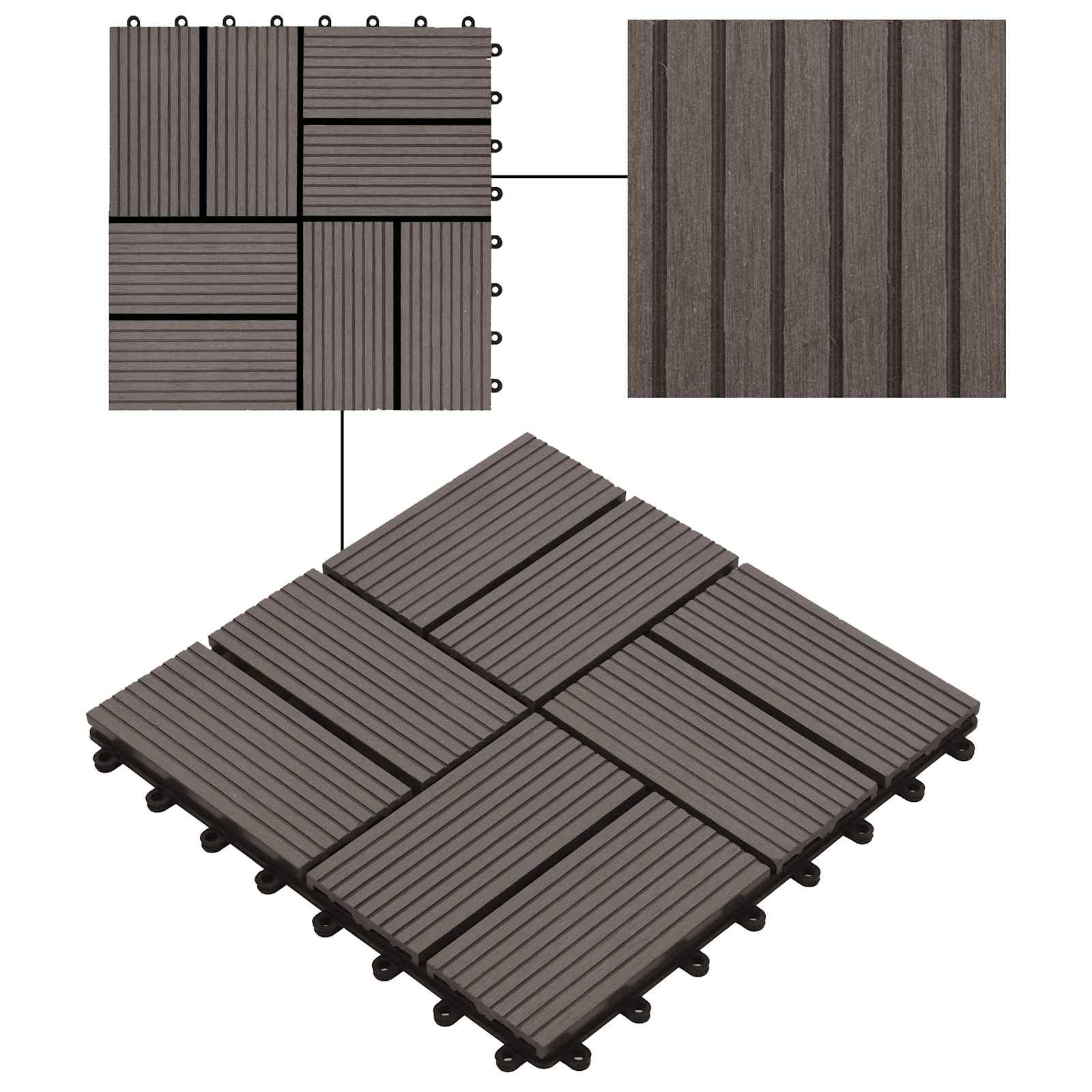 Πλάκα Κατασκευής 22 pcs Σκούρο Καφέ 30 x 30 cm WPC - Pakobazaar