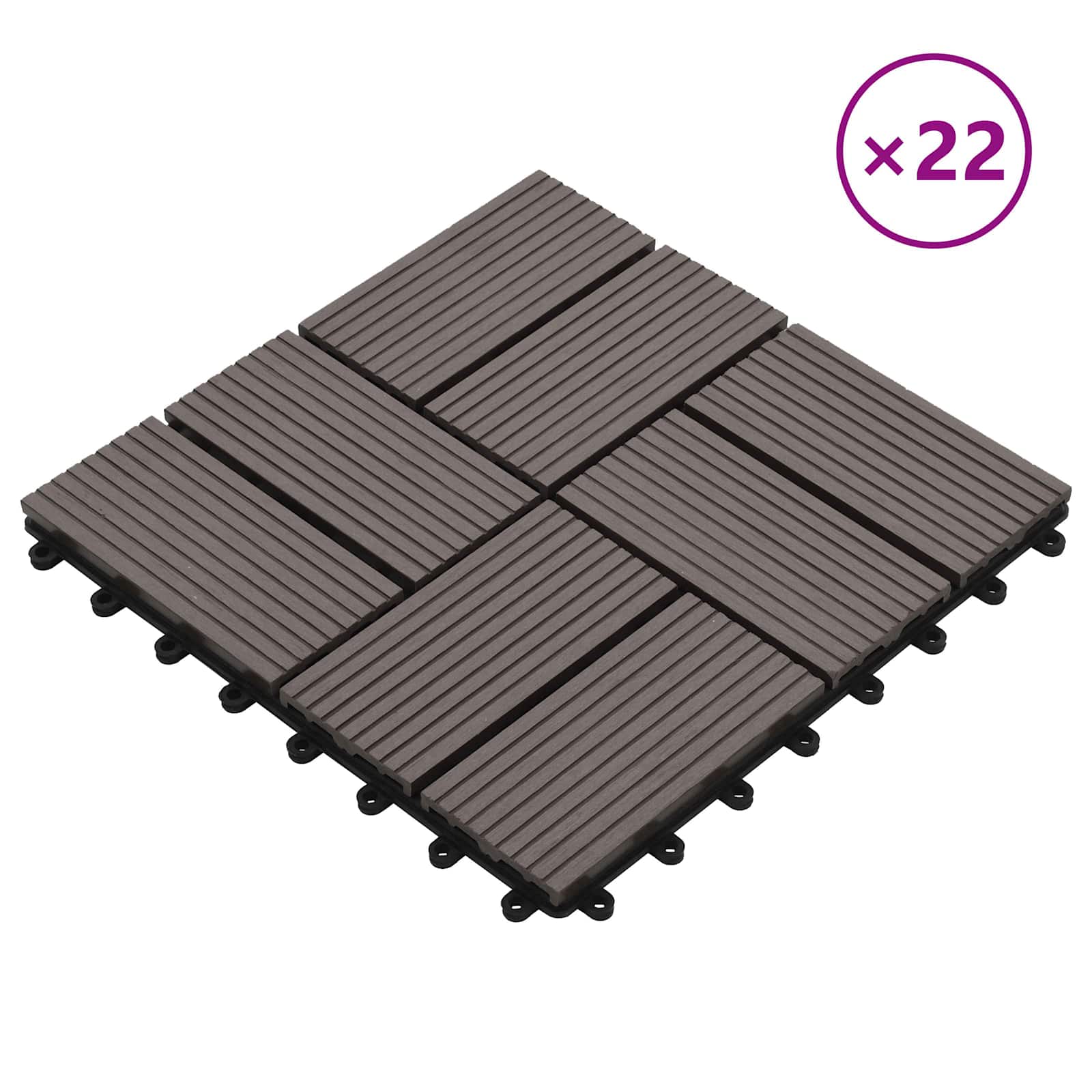 Πλάκα Κατασκευής 22 pcs Σκούρο Καφέ 30 x 30 cm WPC - Pakobazaar