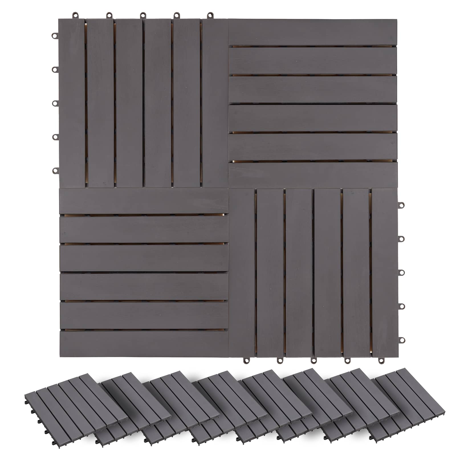 Πλάκα Κατασκευής 20 pcs Γκρι 30 x 30 cm Ξύλο Ακακίας - Pakobazaar