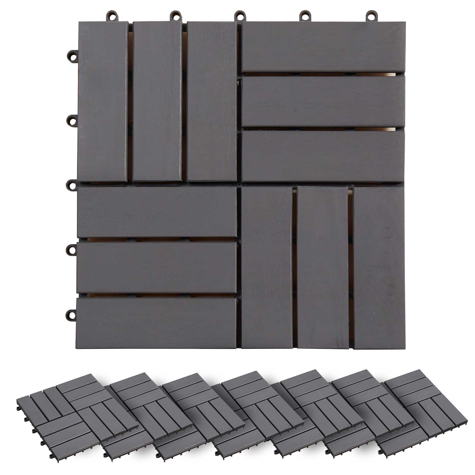 Πλάκα Κατασκευής 30 pcs Γκρι 30 x 30 cm Ξύλο Ακακίας - Pakobazaar