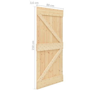 Συρόμενη Πόρτα 2 pcs Φυσικό και Μαύρο Μασίφ Ξύλο Πεύκου - Pakobazaar