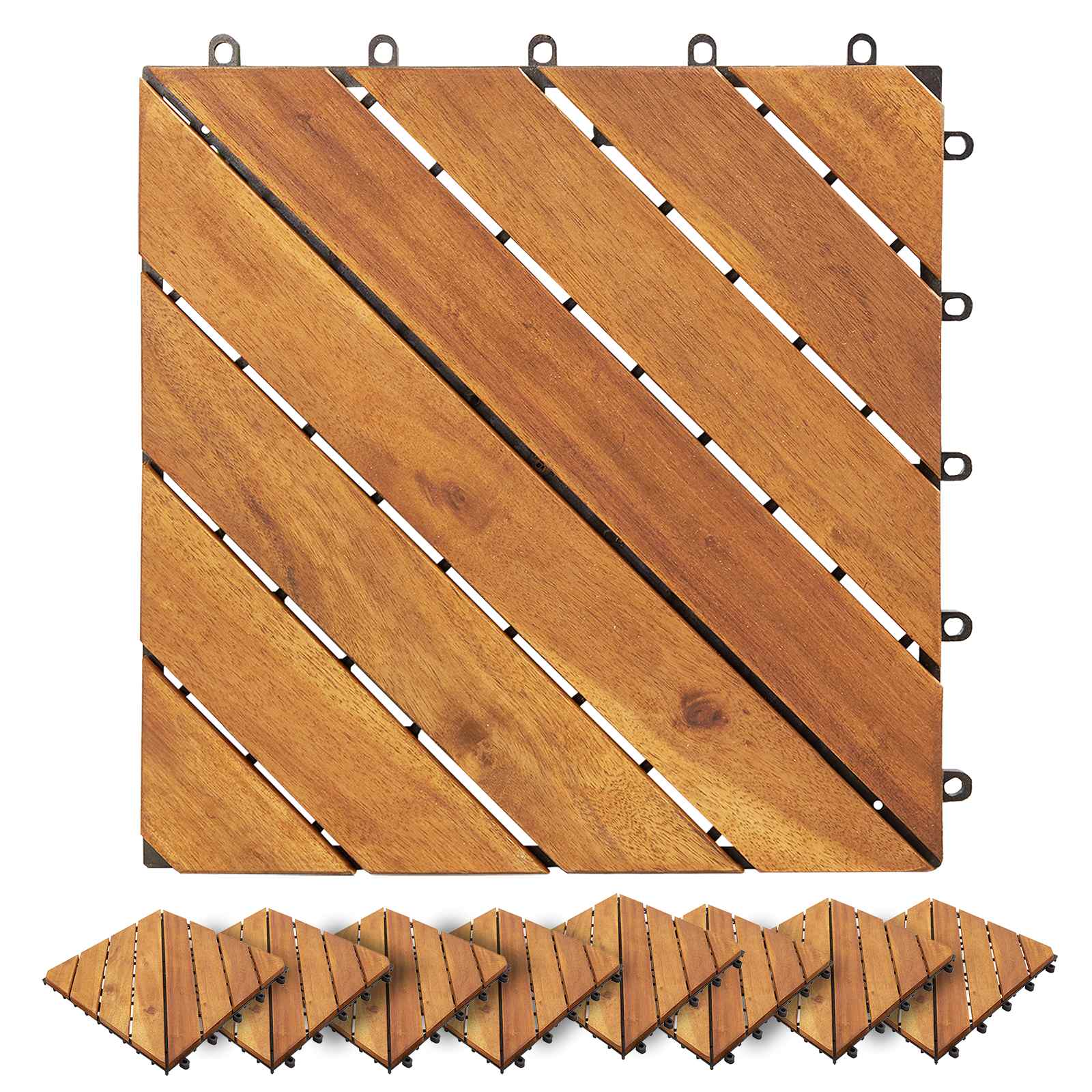 Πλάκα Κατασκευής 20 pcs Καφέ 30 x 30 cm Ξύλο Ακακίας - Pakobazaar