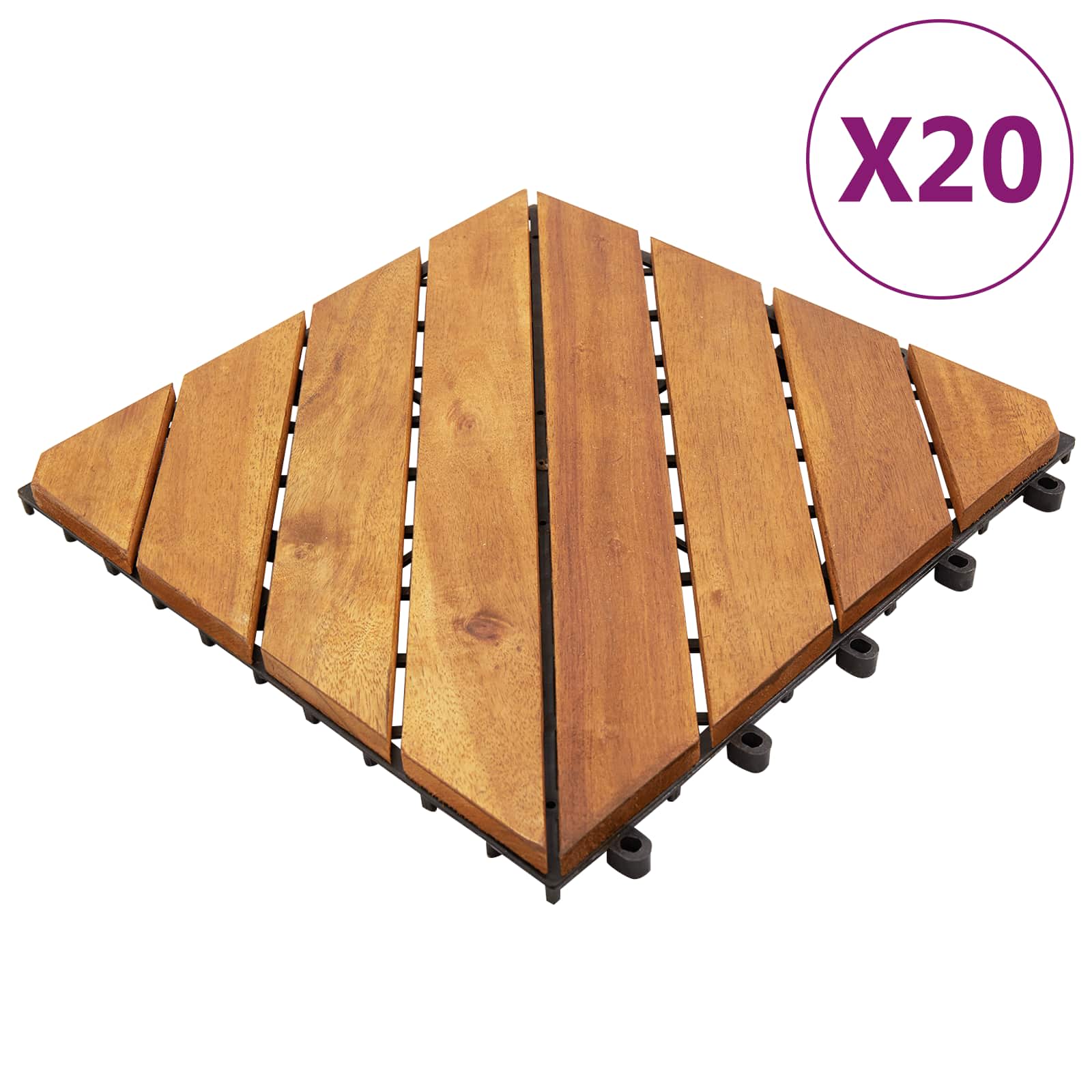 Πλάκα Κατασκευής 20 pcs Καφέ 30 x 30 cm Ξύλο Ακακίας - Pakobazaar