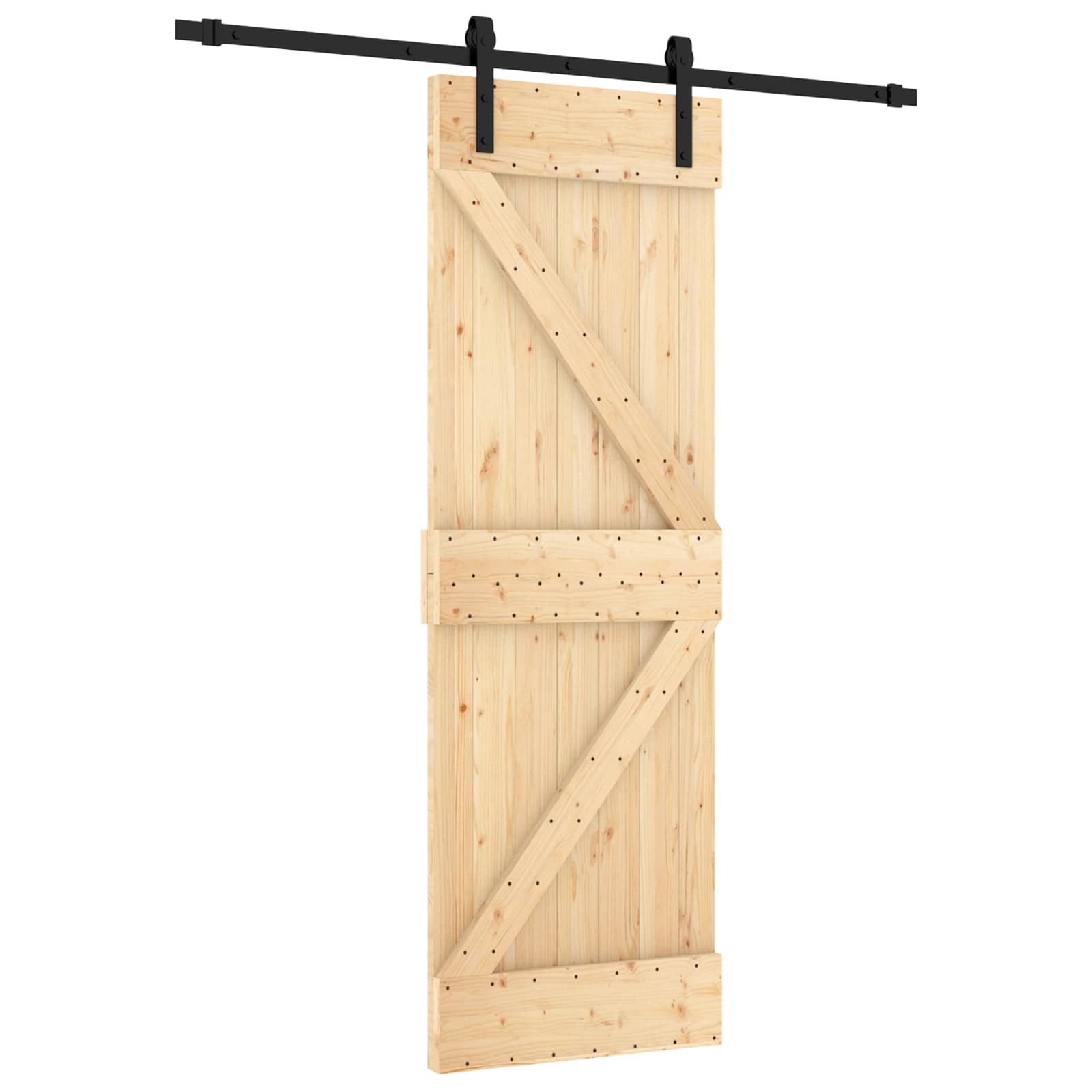 Συρόμενη Πόρτα Φυσικό και Μαύρο 70 x 210 cm - Pakobazaar