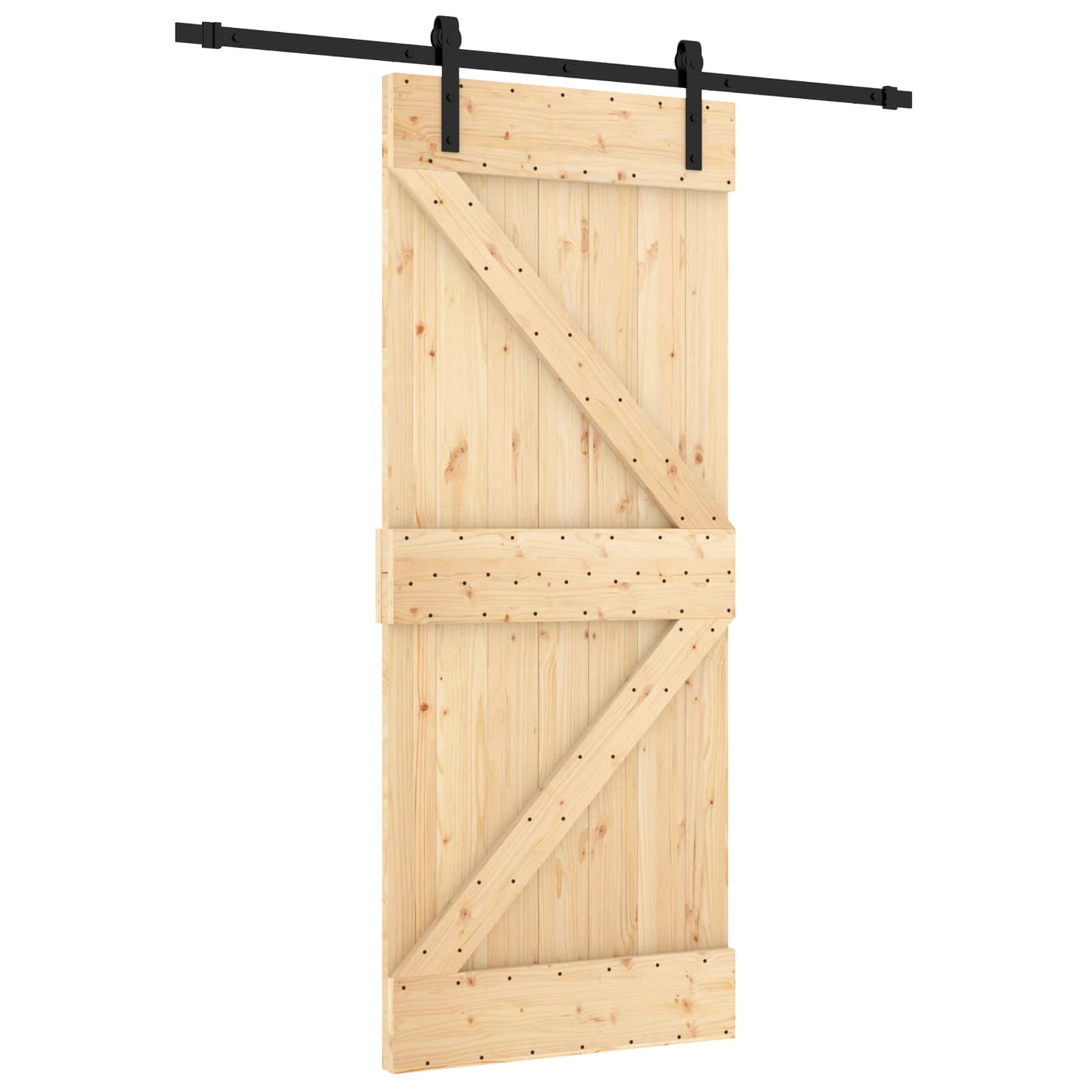 Συρόμενη Πόρτα Φυσικό και Μαύρο 85 x 210 cm - Pakobazaar
