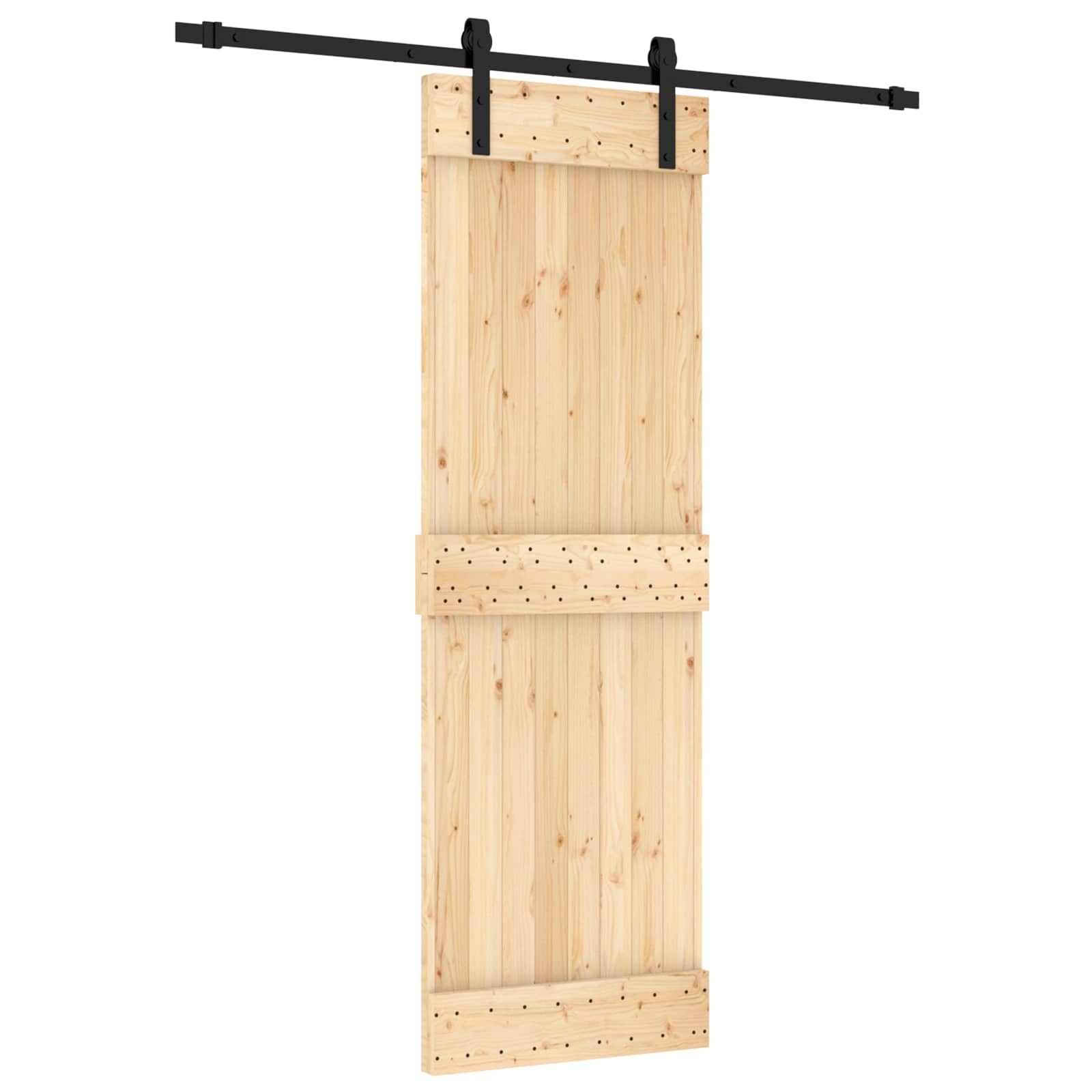 Συρόμενη Πόρτα Φυσικό και Μαύρο 70 x 210 cm - Pakobazaar