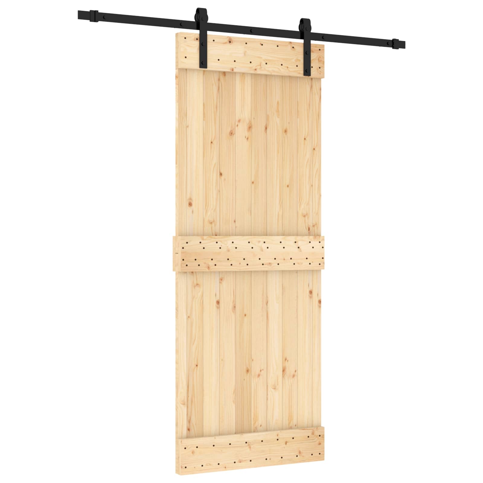 Συρόμενη Πόρτα Φυσικό και Μαύρο 80 x 210 cm - Pakobazaar