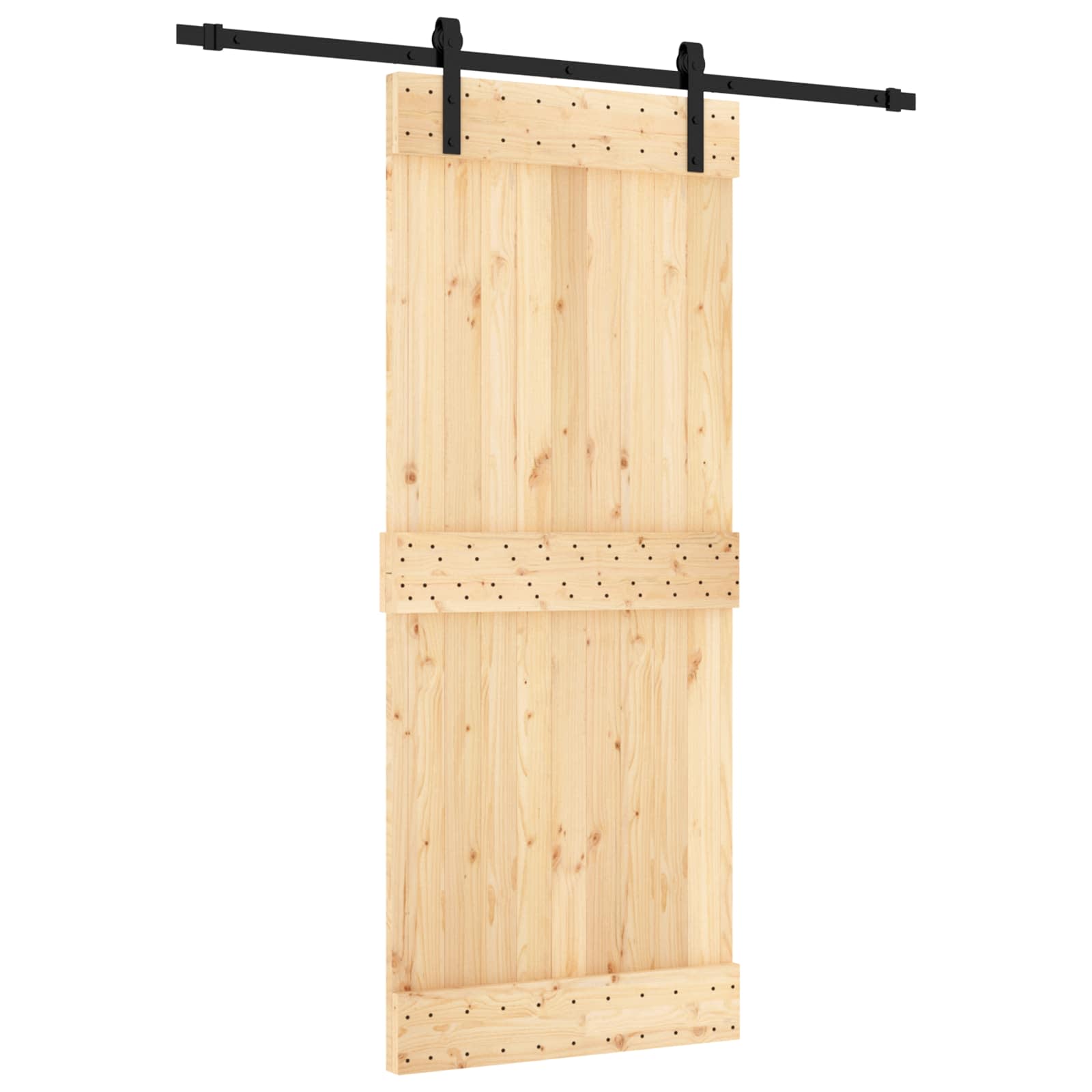Συρόμενη Πόρτα Φυσικό και Μαύρο 85 x 210 cm