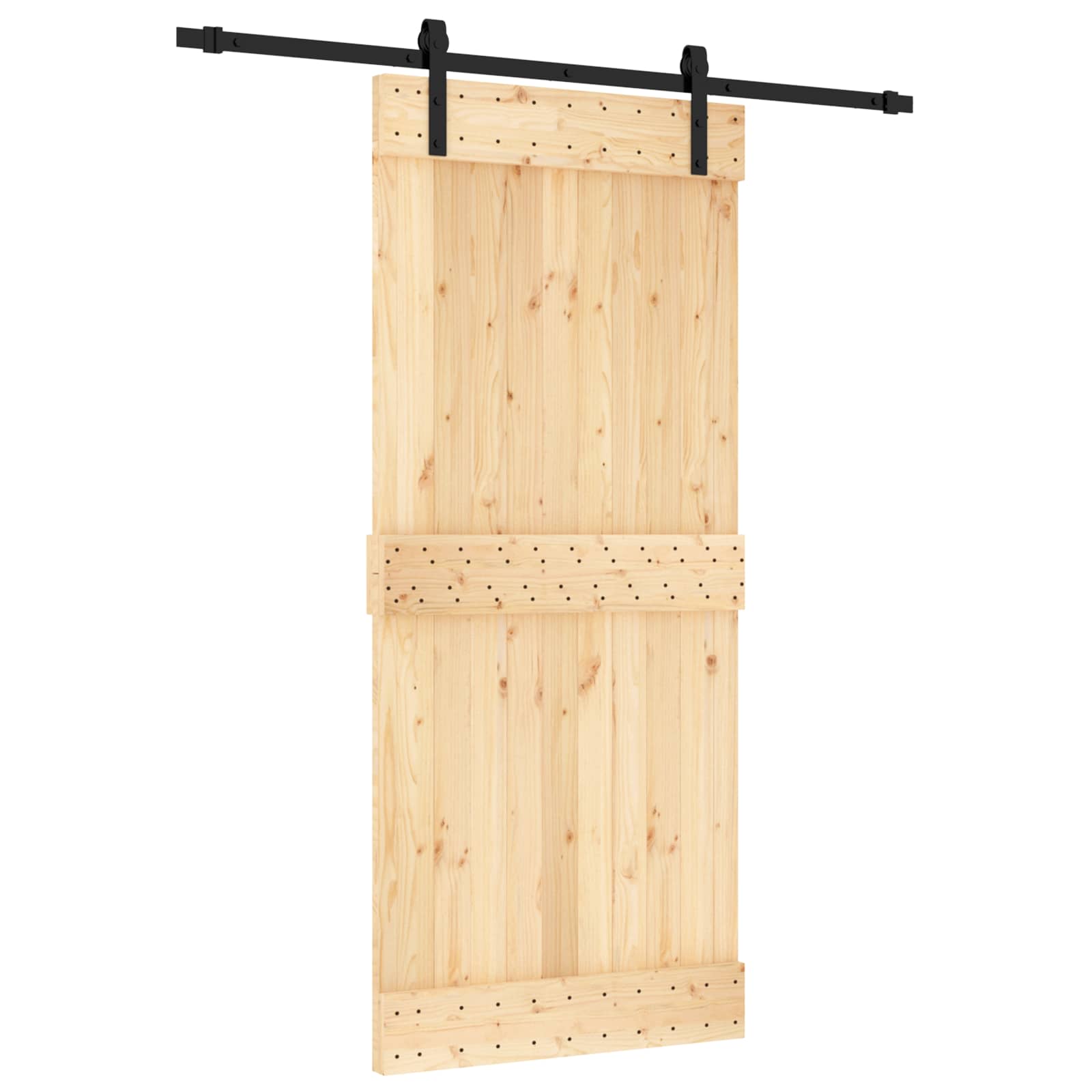 Συρόμενη Πόρτα Φυσικό και Μαύρο 90 x 210 cm - Pakobazaar