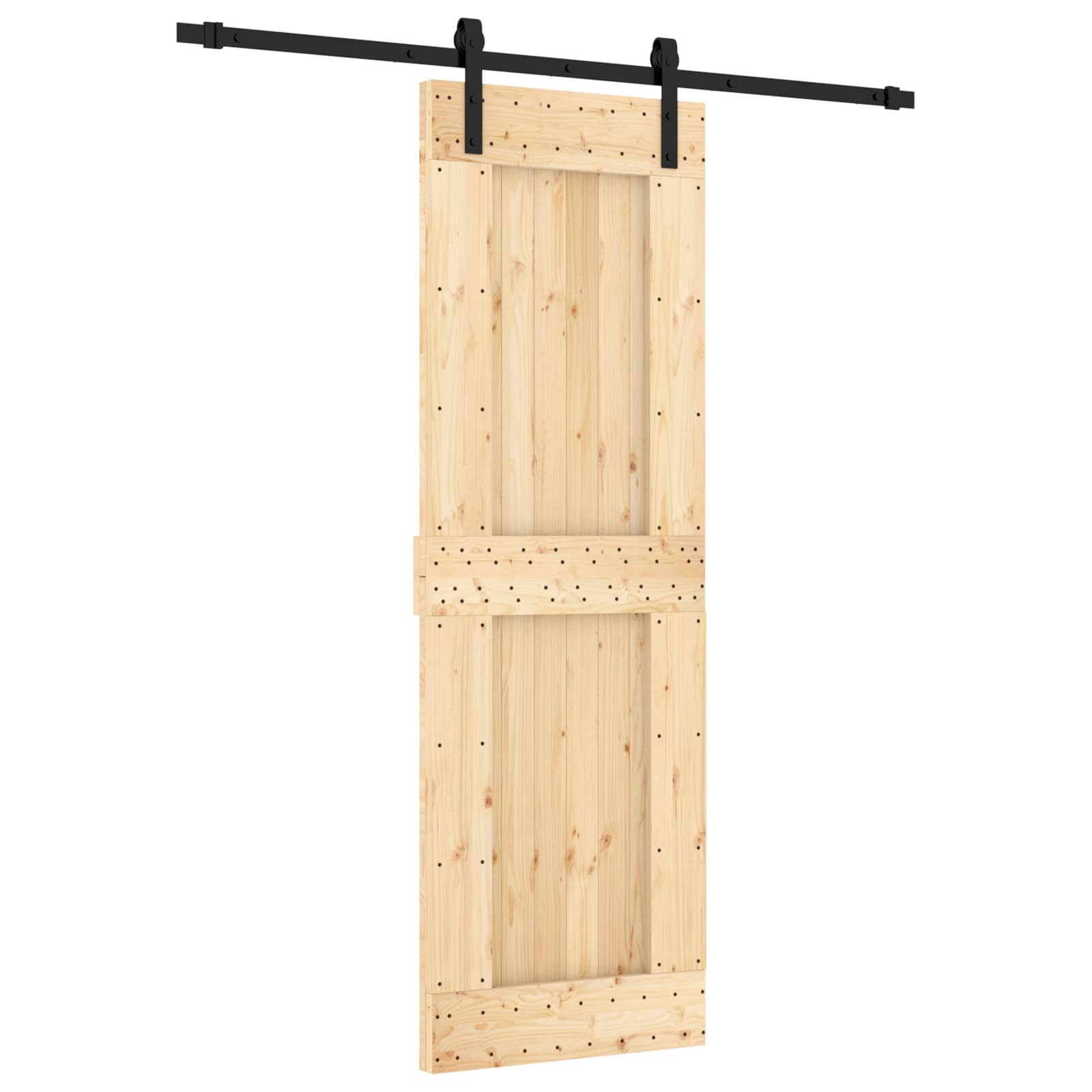 Συρόμενη Πόρτα Φυσικό και Μαύρο 70 x 210 cm