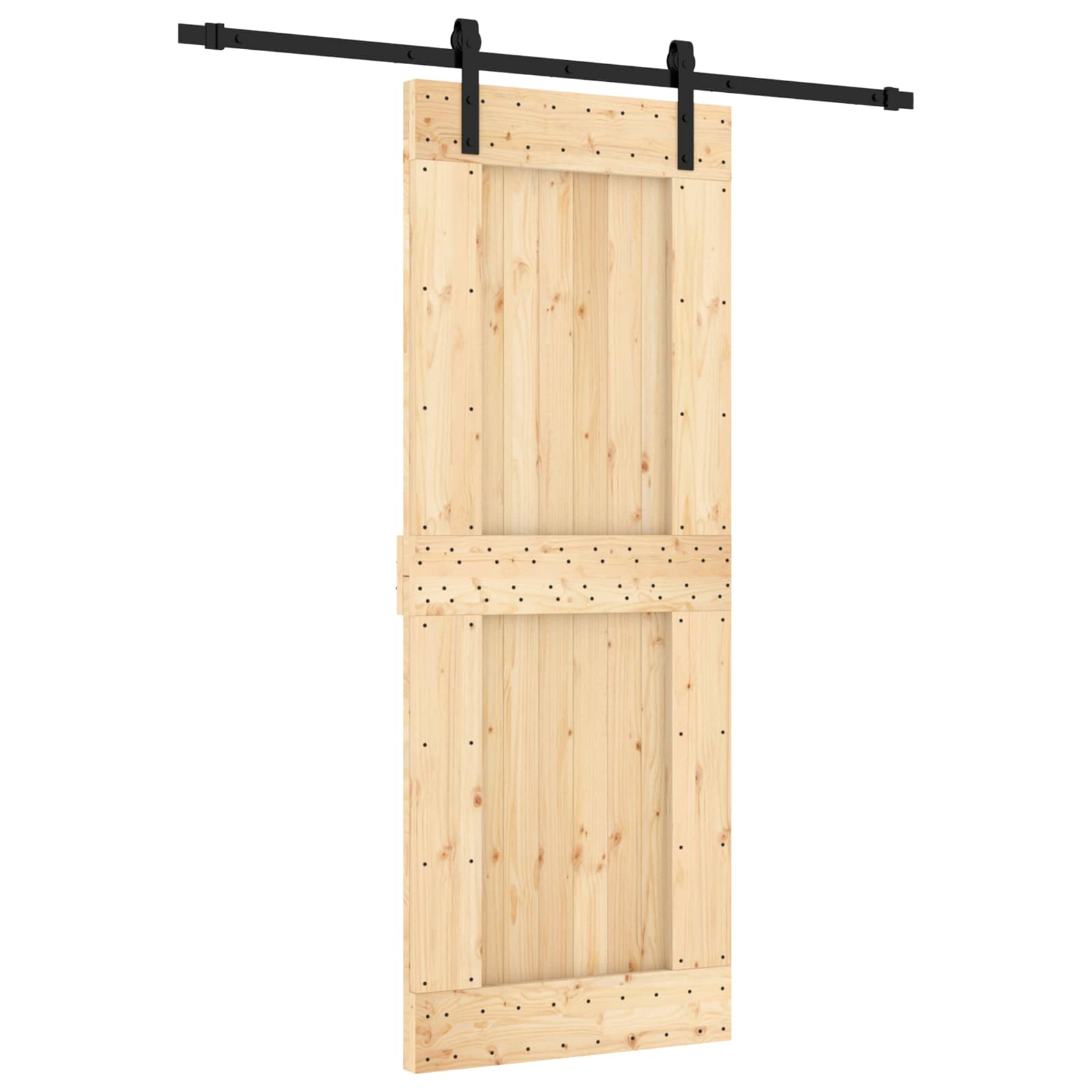 Συρόμενη Πόρτα Φυσικό και Μαύρο 80 x 210 cm