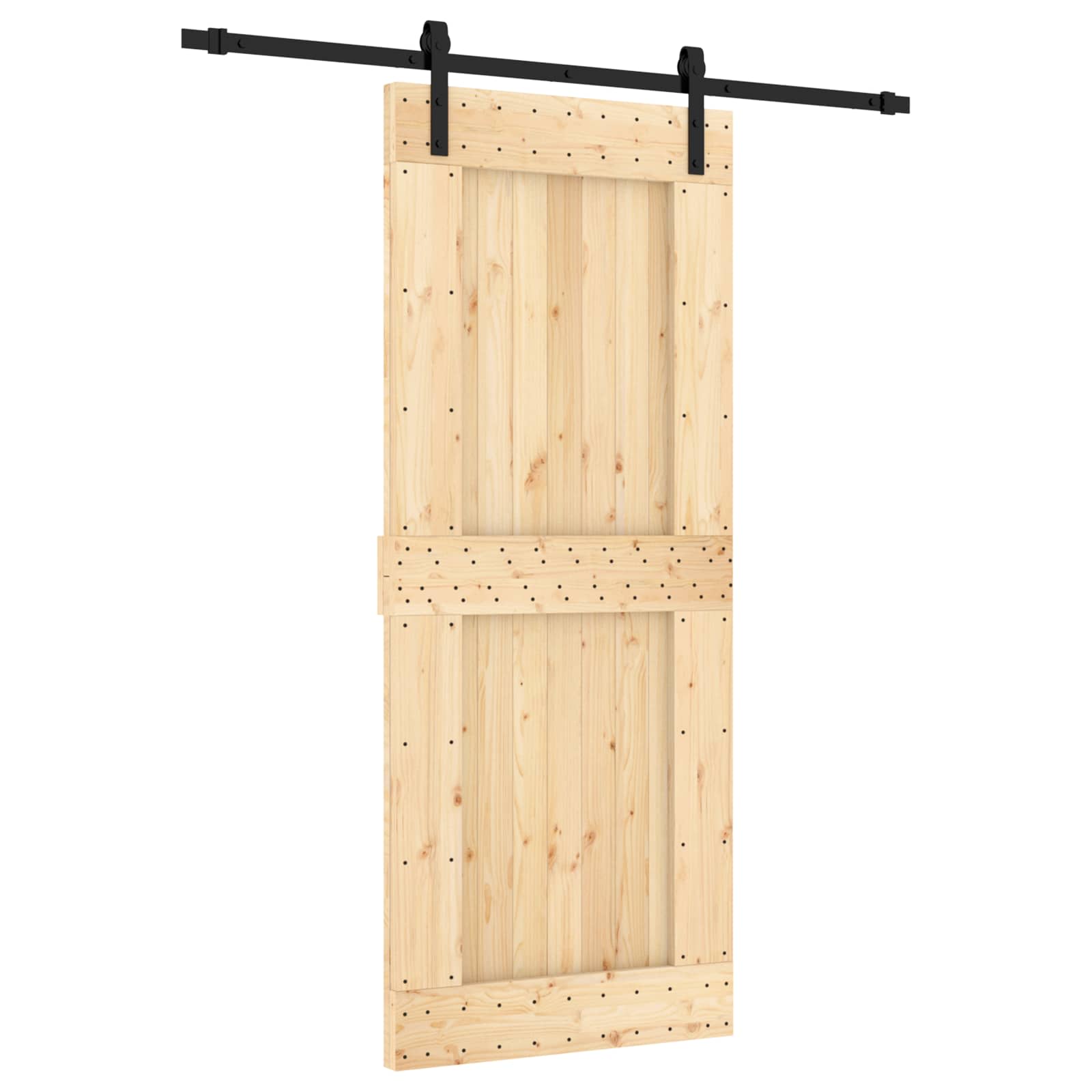 Συρόμενη Πόρτα Φυσικό και Μαύρο 85 x 210 cm