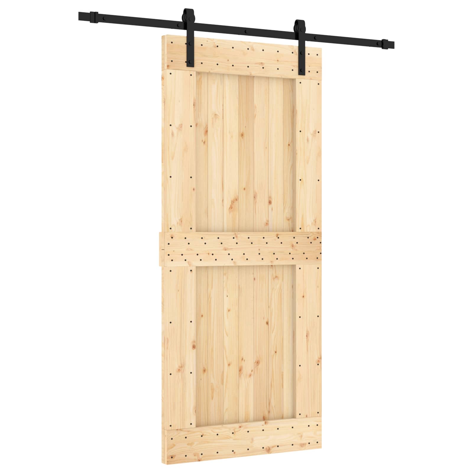 Συρόμενη Πόρτα Φυσικό και Μαύρο 90 x 210 cm - Pakobazaar