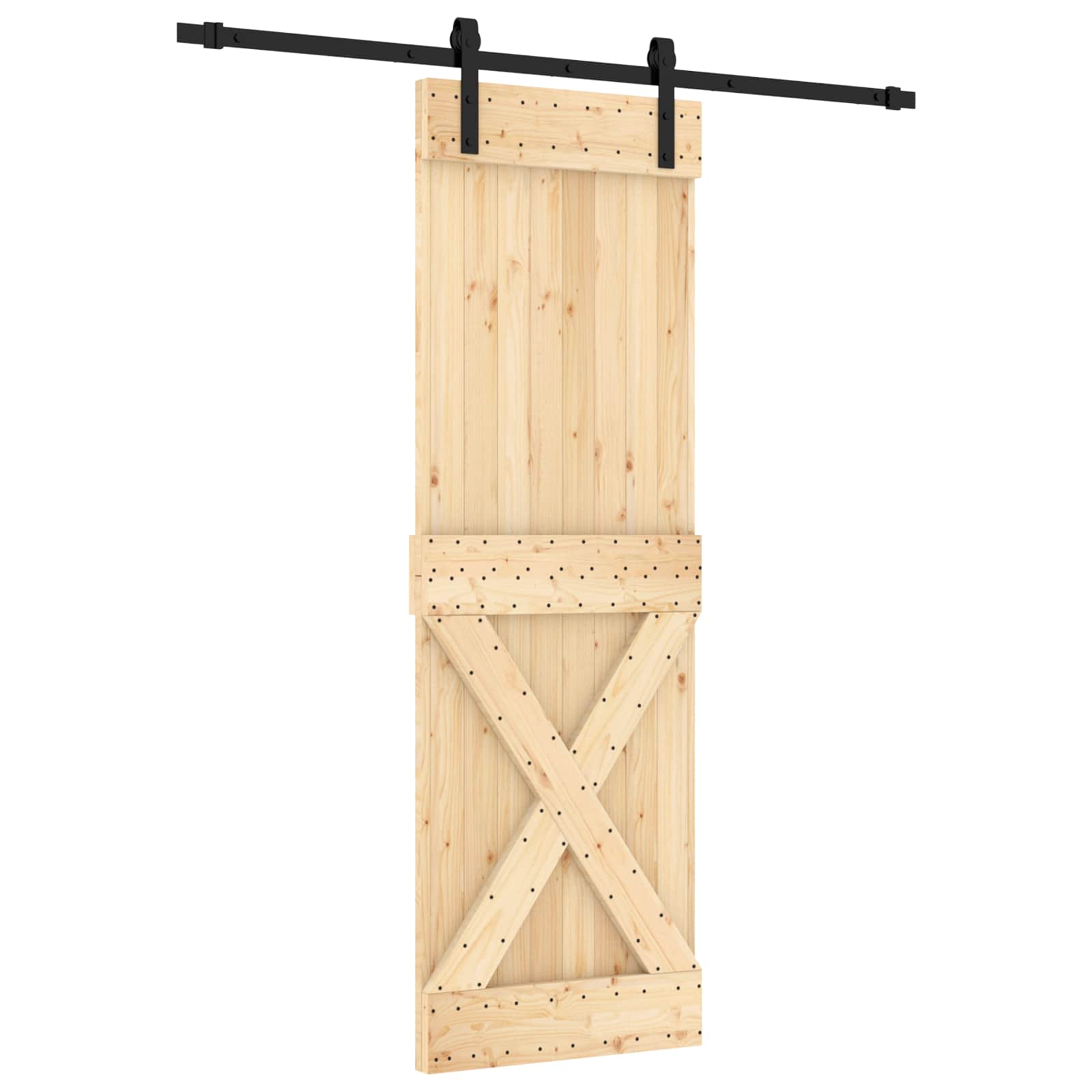 Συρόμενη Πόρτα Φυσικό και Μαύρο 70 x 210 cm - Pakobazaar