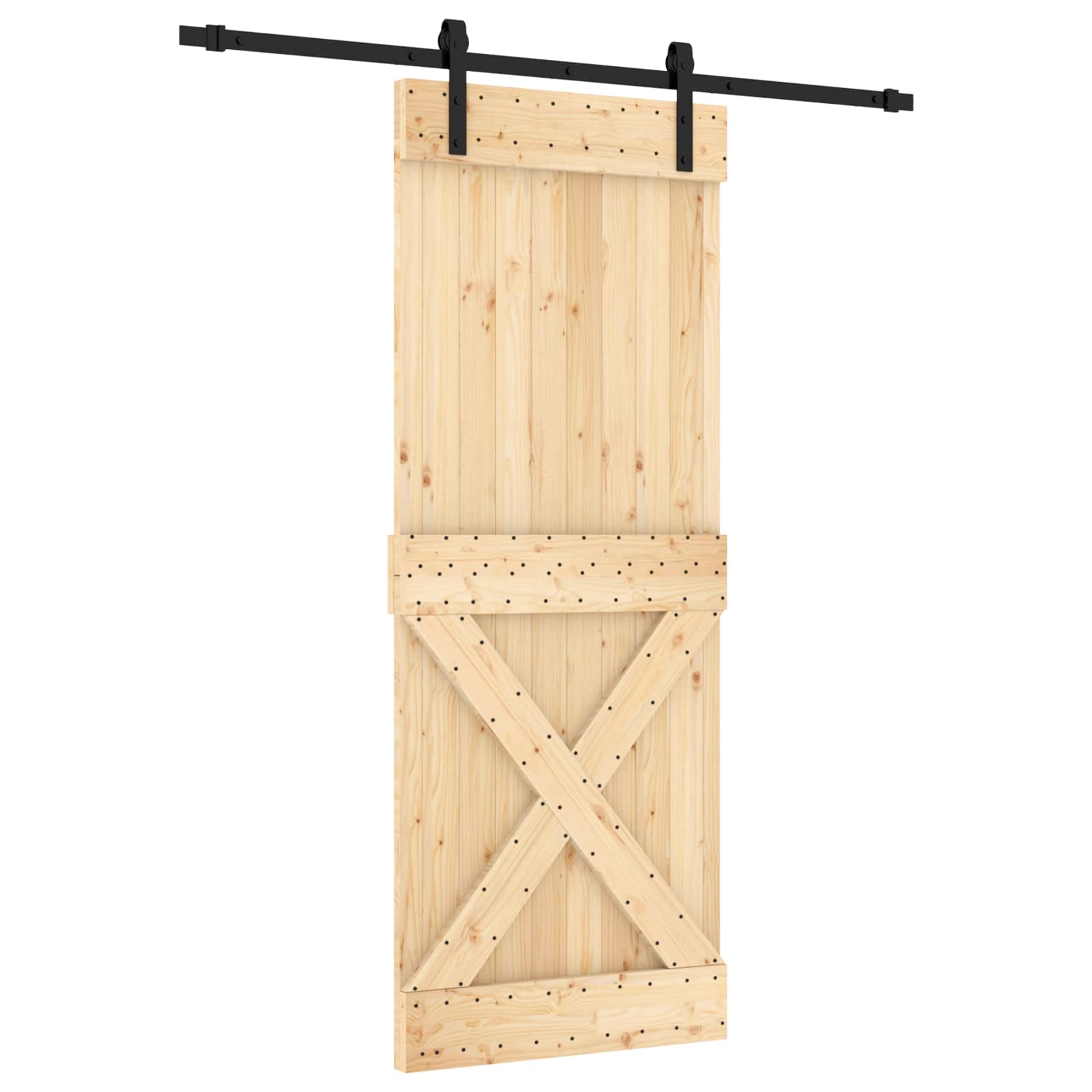 Συρόμενη Πόρτα Φυσικό και Μαύρο 80 x 210 cm - Pakobazaar