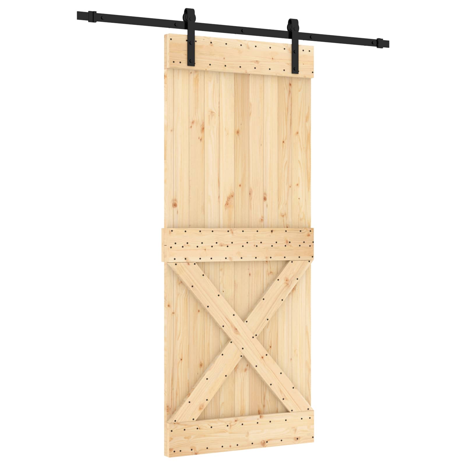 Συρόμενη Πόρτα Φυσικό και Μαύρο 85 x 210 cm