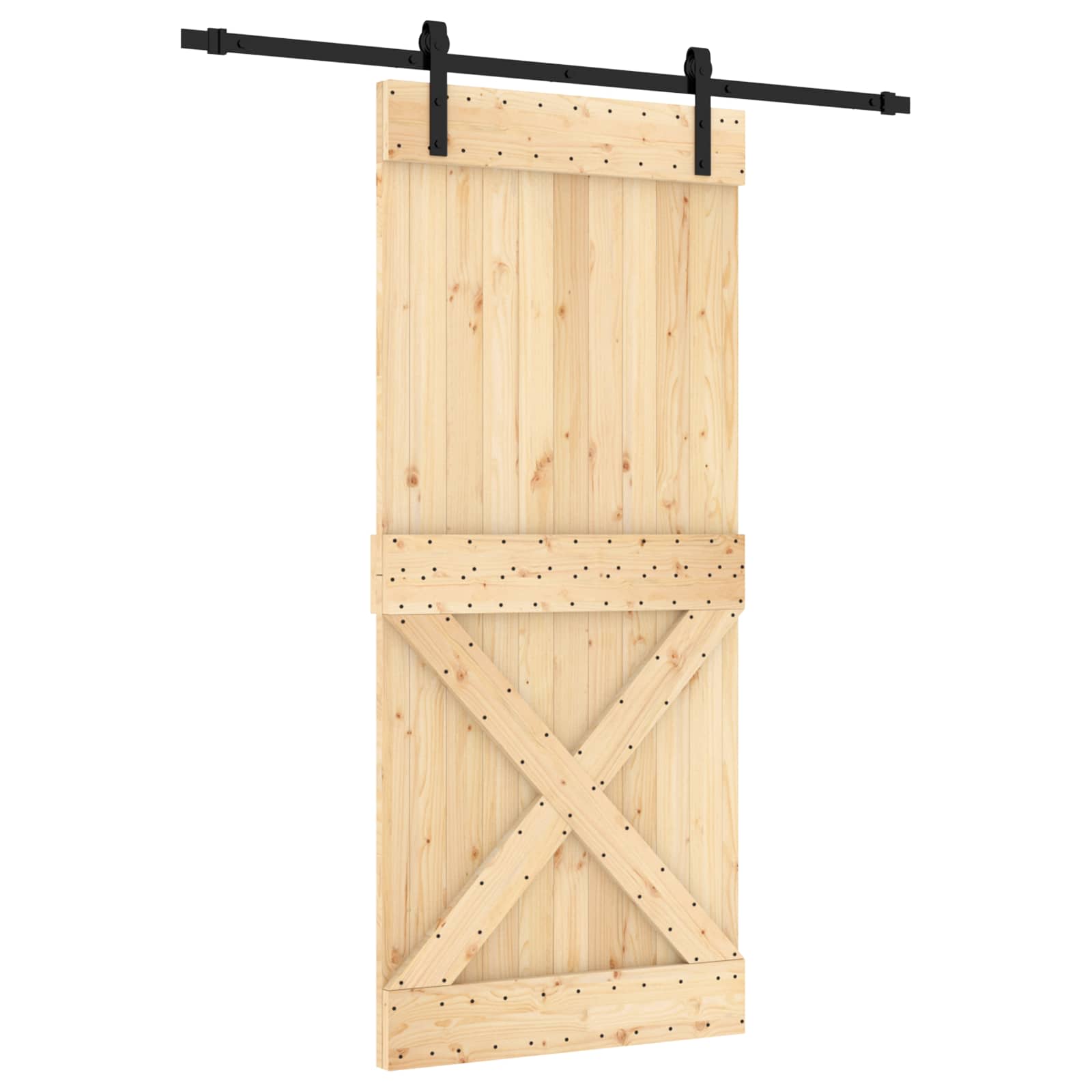 Συρόμενη Πόρτα Φυσικό και Μαύρο 90 x 210 cm