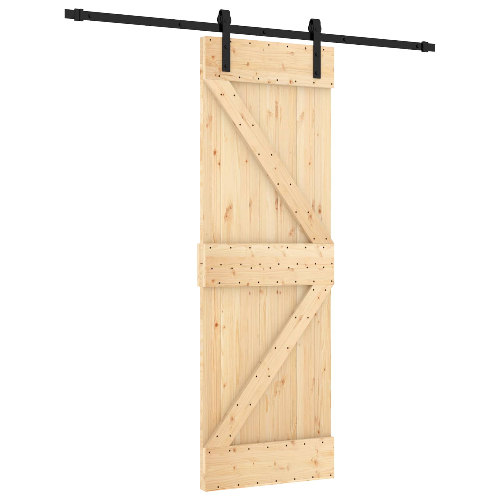 Συρόμενη Πόρτα Φυσικό και Μαύρο 70 x 210 cm - Pakobazaar